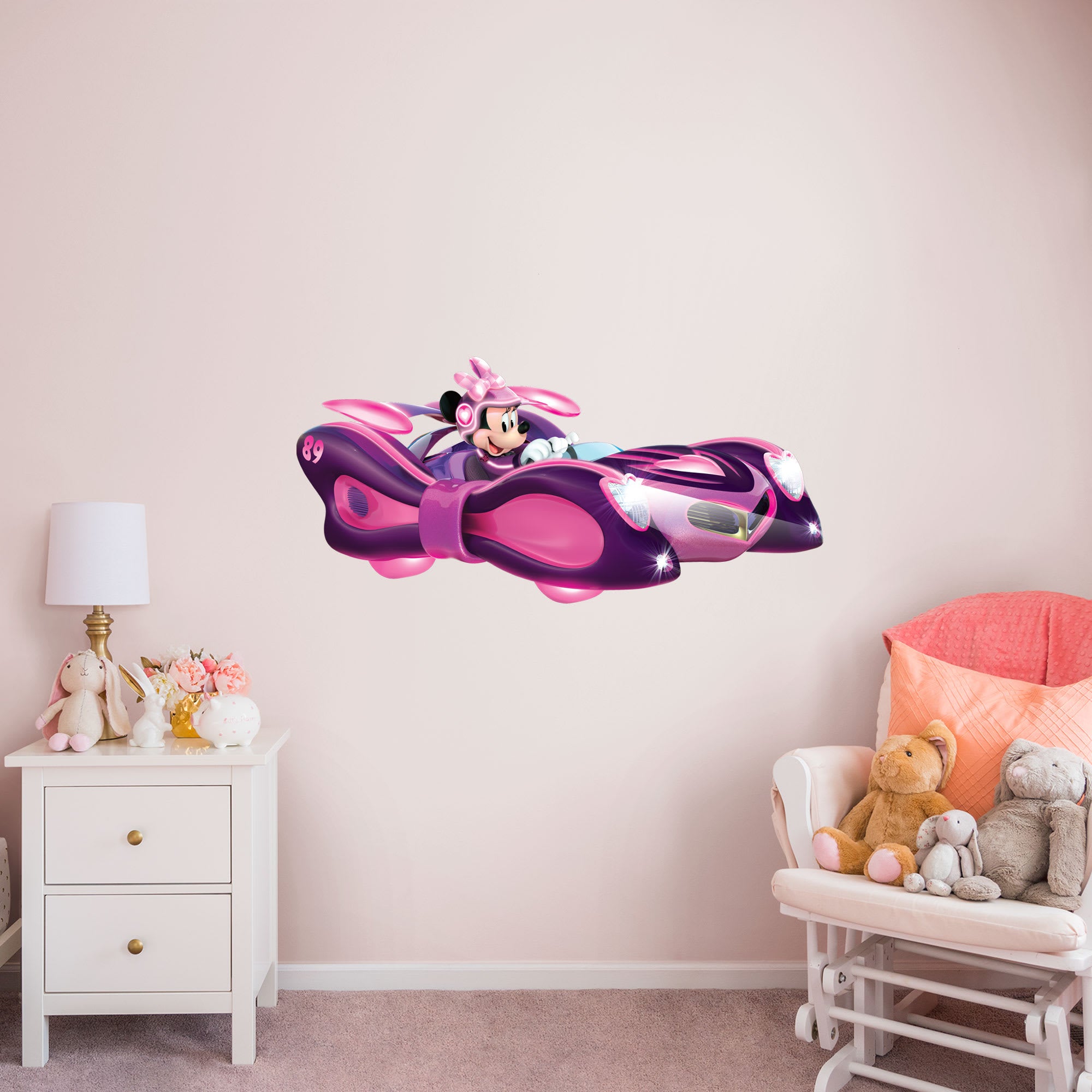 Mickey and the Roadster Racers: Minnie Mouse Racecar - Officially Licensed Disney Removable Wall Decal Giant Character + 2 Decal