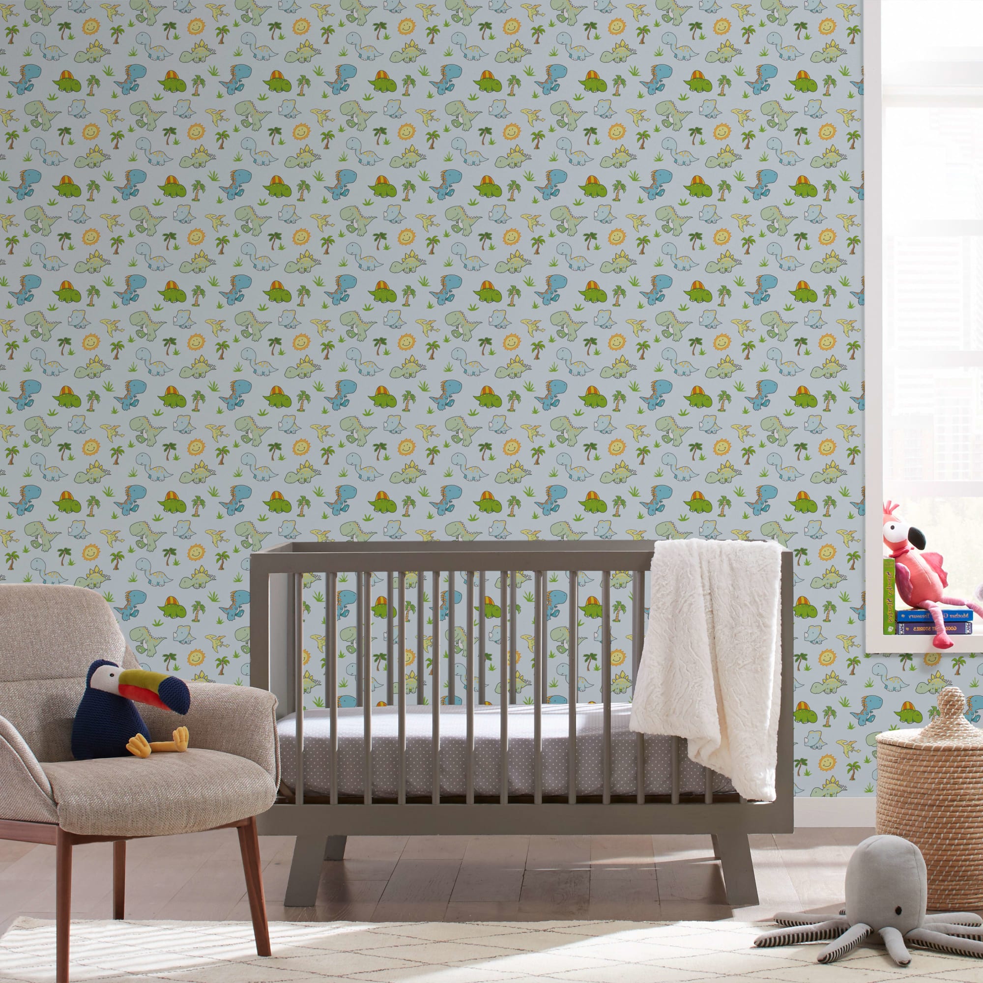 Baby Dinosaurs - Removable Vinyl Wallpaper 12" x 12" Sample by Fathead
