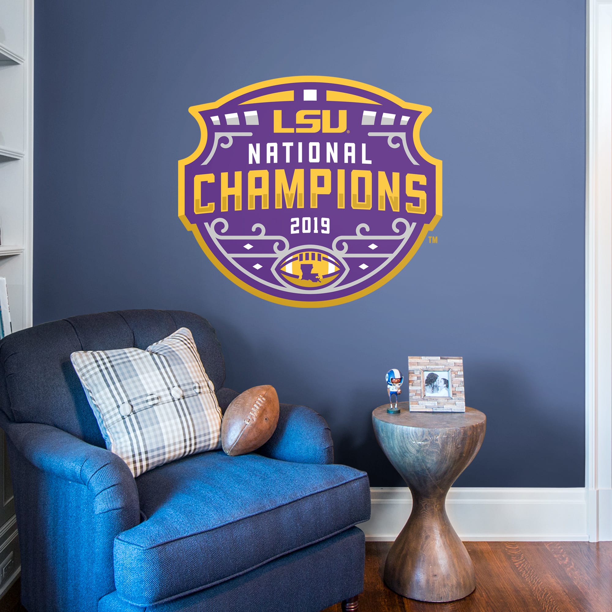 LSU Tigers: 2019 Football Champions Logo - Officially Licensed Removable Wall Decal Giant Logo (44"W x 39"H) by Fathead | Vinyl