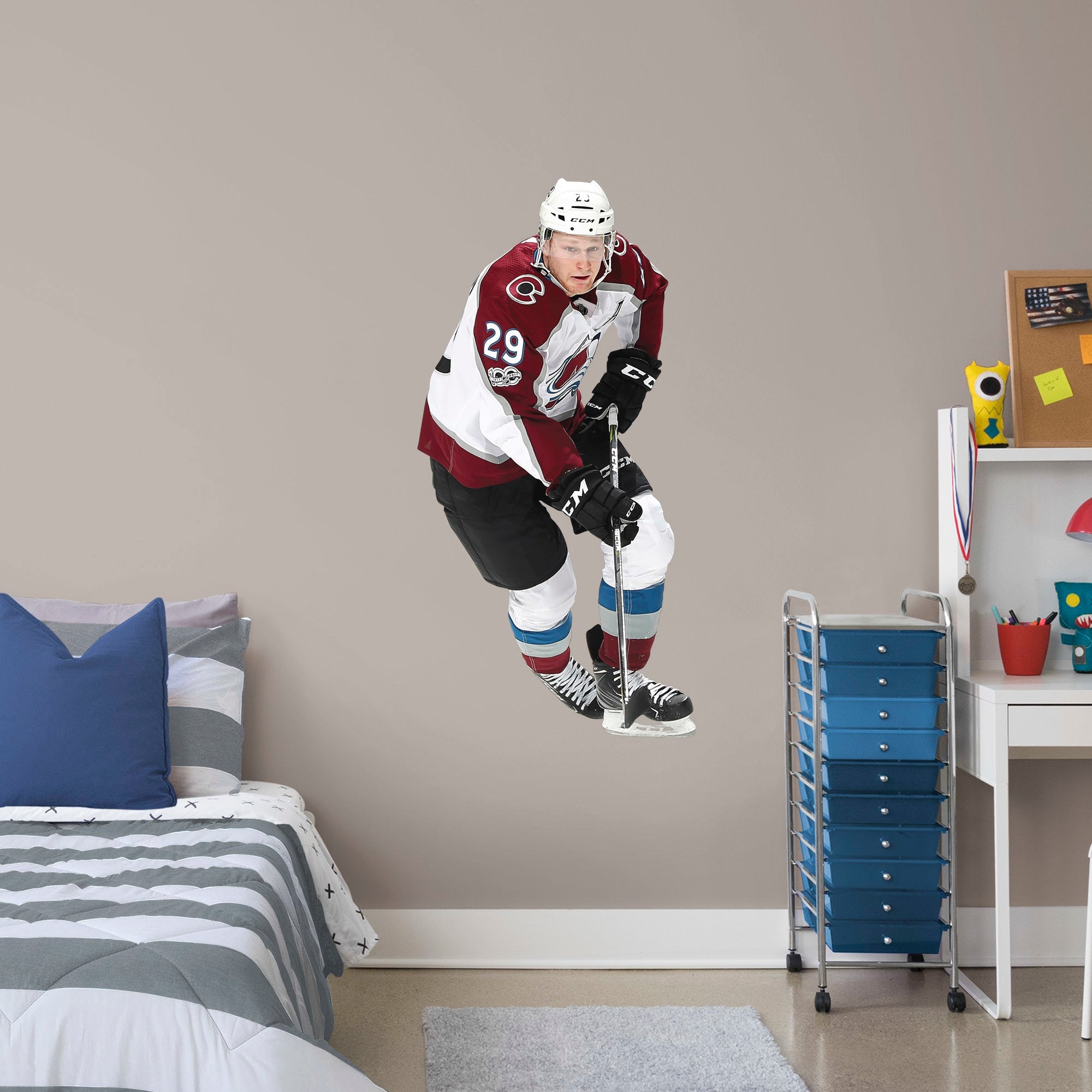 Nathan MacKinnon for Colorado Avalanche - Officially Licensed NHL Removable Wall Decal Giant Athlete + 2 Decals (25"W x 51"H) by