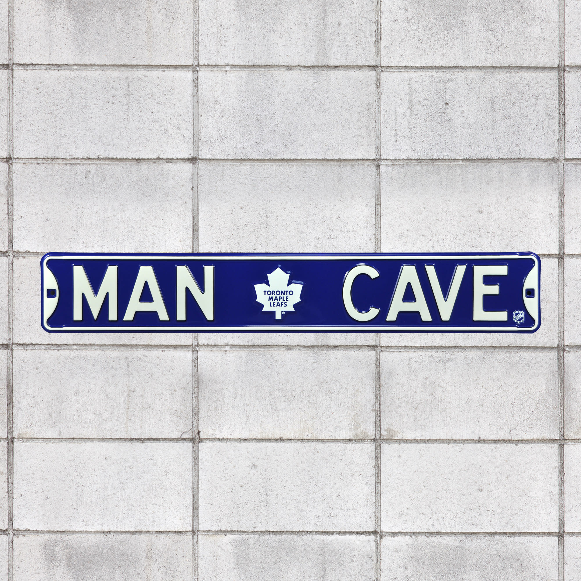 Toronto Maple Leafs: Man Cave - Officially Licensed NHL Metal Street Sign 36.0"W x 6.0"H by Fathead | 100% Steel