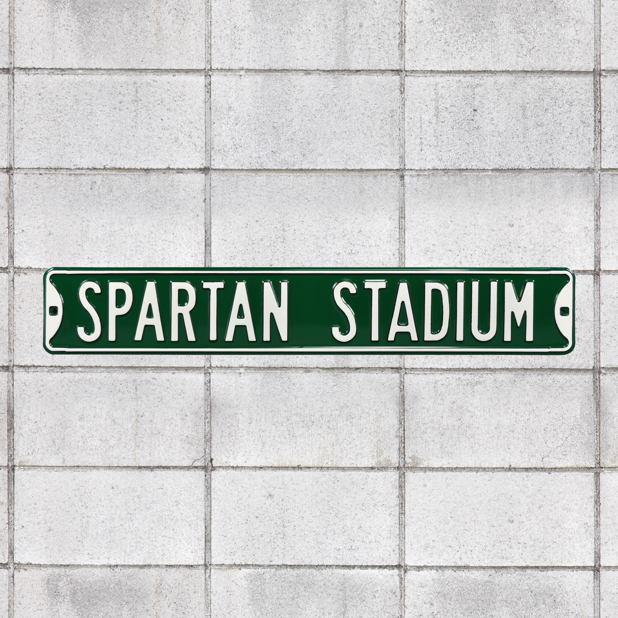 Michigan State Spartans: Spartan Stadium - Officially Licensed Metal Street Sign 36.0"W x 6.0"H by Fathead | 100% Steel