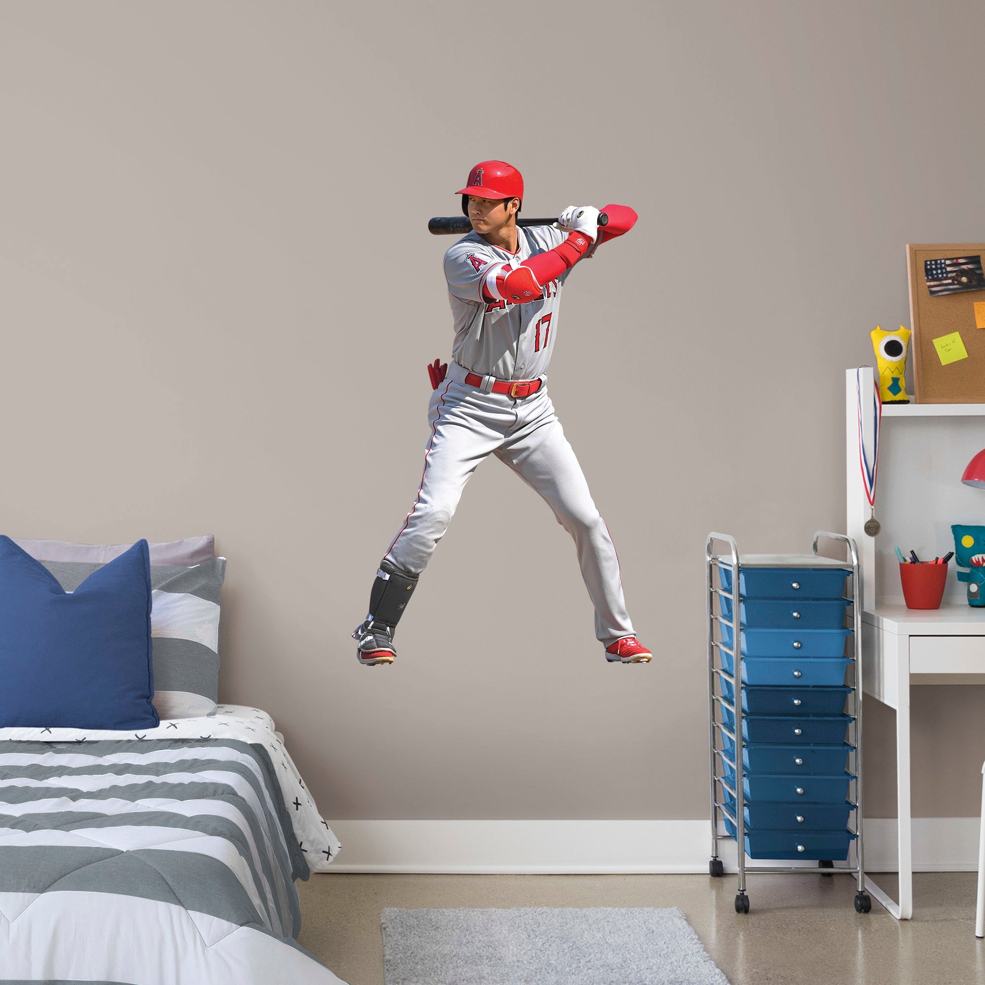 Shohei Ohtani for LA Angels: At Bat - Officially Licensed MLB Removable Wall Decal Giant Athlete + 2 Decals (31"W x 51"H) by Fat