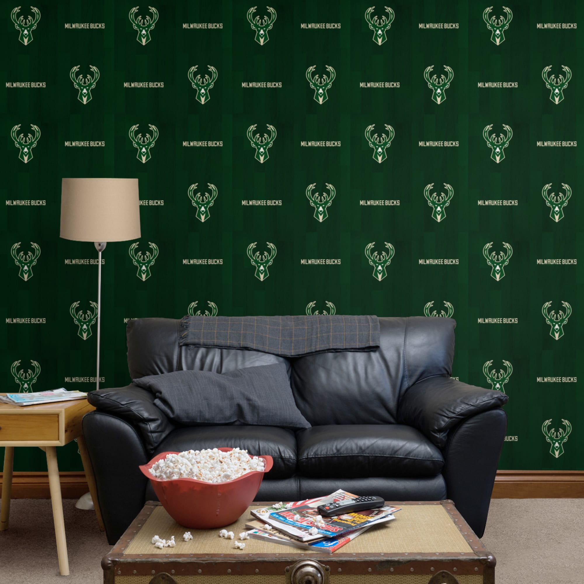 Milwaukee Bucks: Hardwood Pattern - Officially Licensed Removable Wallpaper 12" x 12" Sample by Fathead