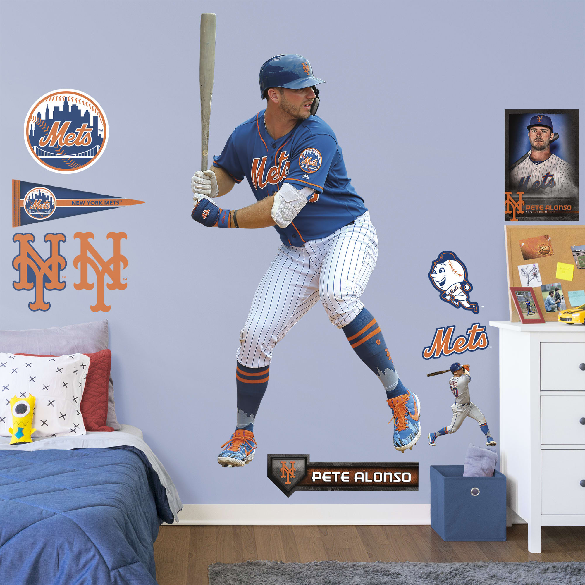 Pete Alonso for New York Mets - Officially Licensed MLB Removable Wall Decal Life-Size Athlete + 11 Decals (43"W x 85"H) by Fath
