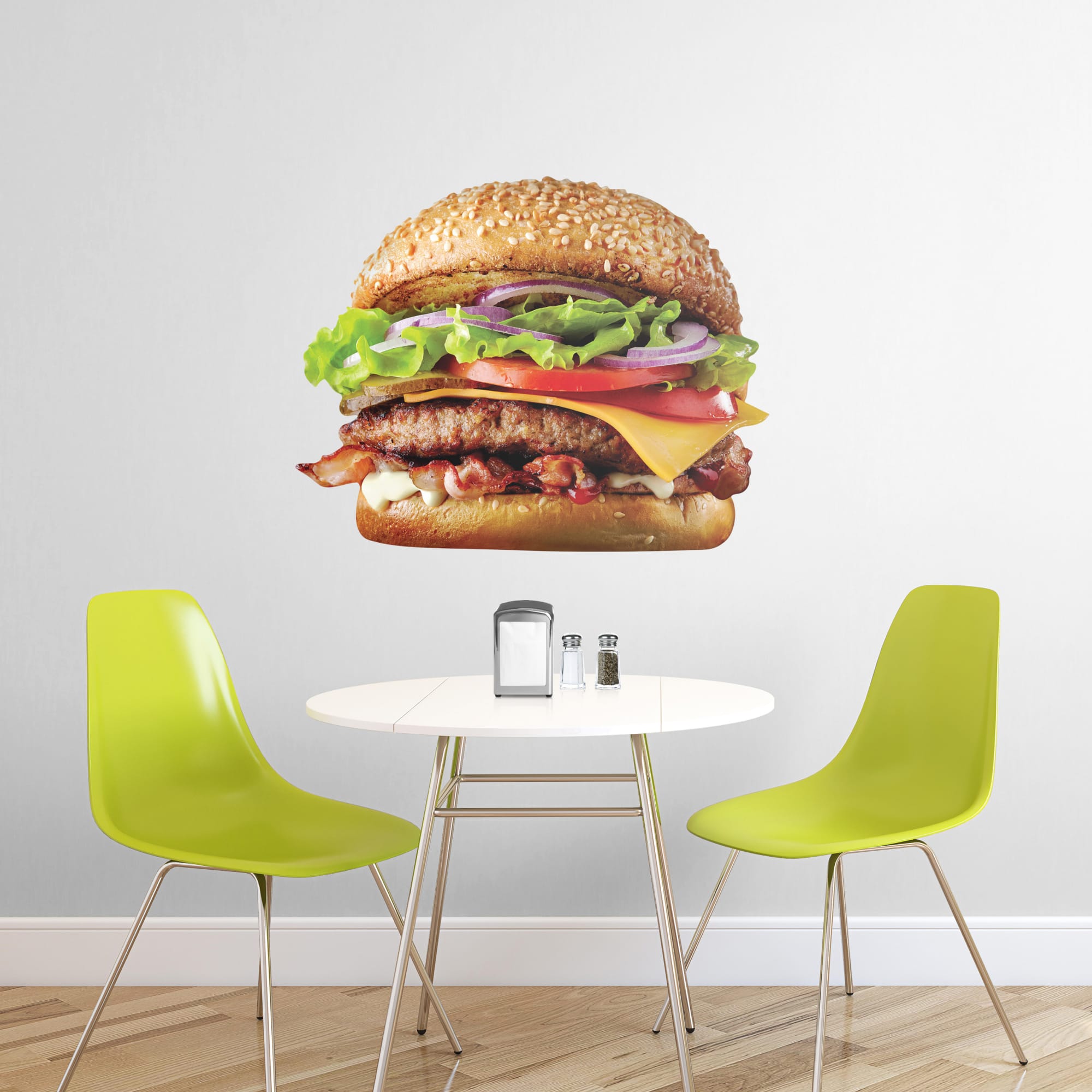 Cheeseburger - Removable Vinyl Decal Giant Cheeseburger + 2 Decals (40"W x 33"H) by Fathead