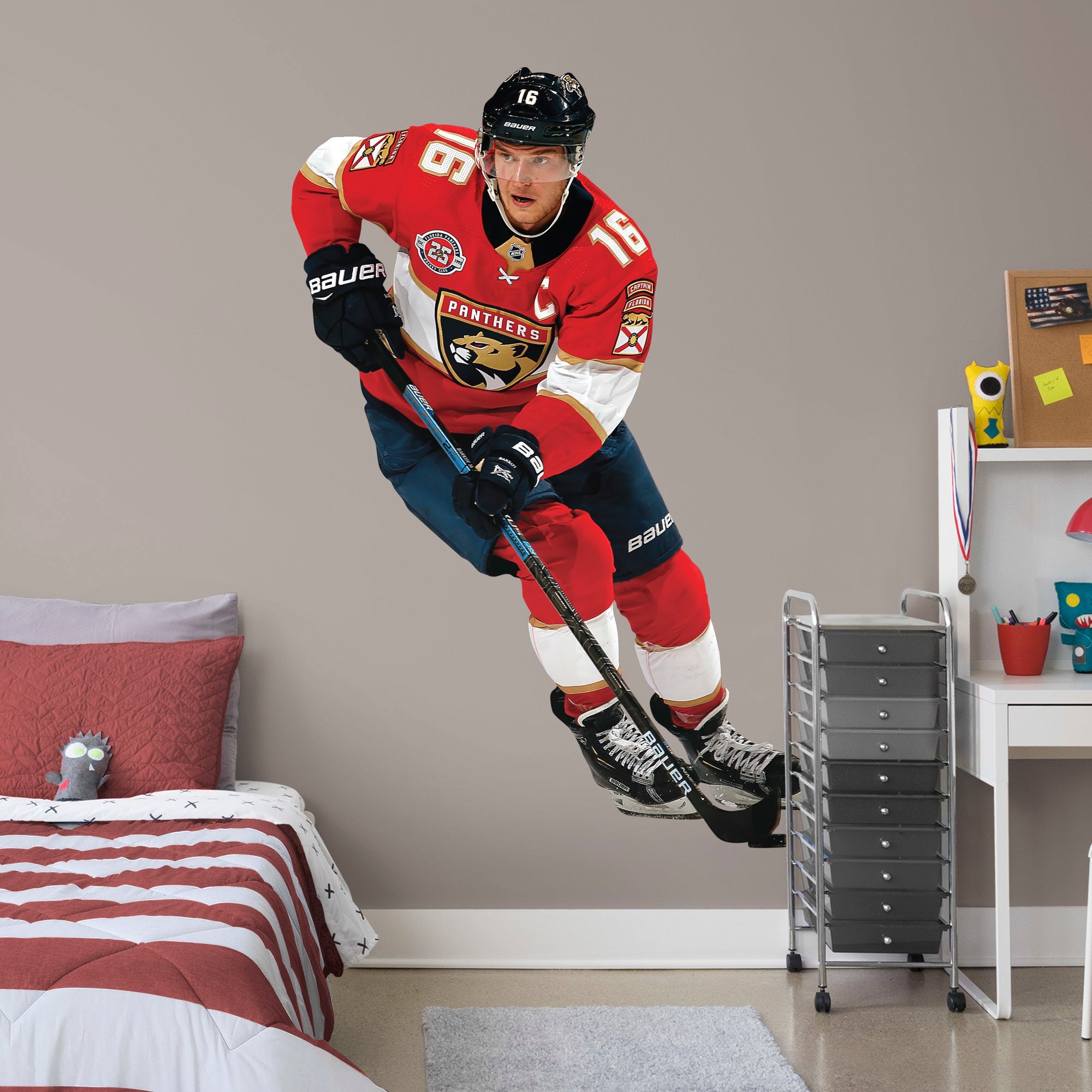 Aleksander Barkov for Florida Panthers - Officially Licensed NHL Removable Wall Decal Life-Size Athlete + 2 Team Decals (51"W x