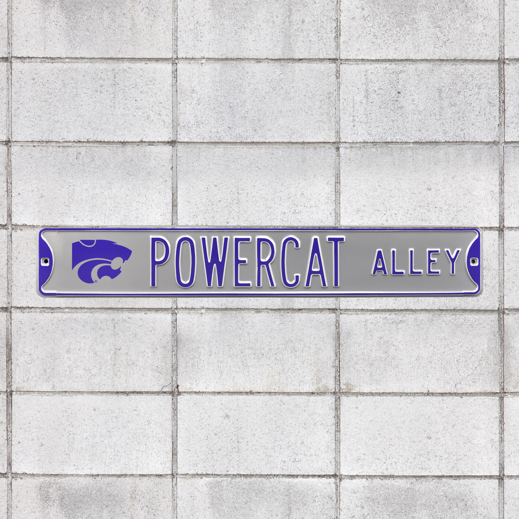 Kansas State Wildcats: Powercat Alley - Officially Licensed Metal Street Sign 36.0"W x 6.0"H by Fathead | 100% Steel