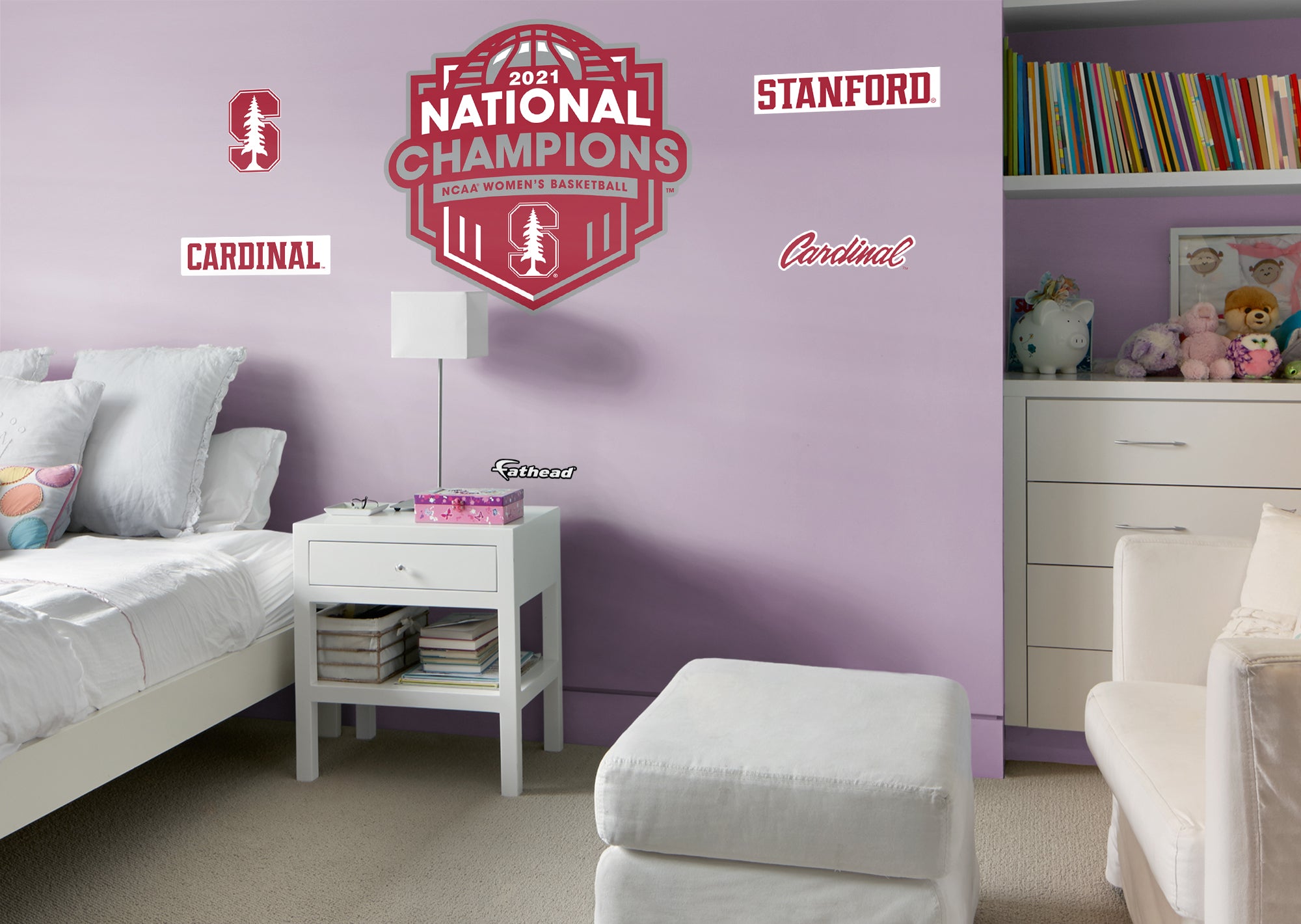 Stanford Cardinal 2021 Womens Basketball Champions Logo - Officially Licensed NCAA Removable Wall Decal Giant Logo + 5 Decals (4