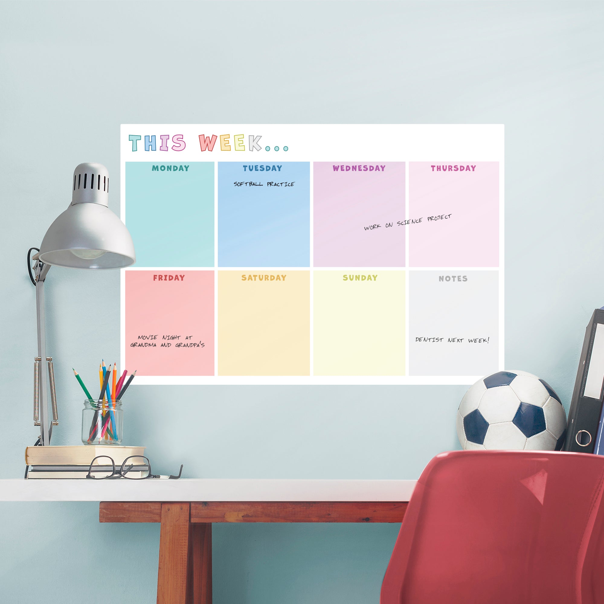 Minimalist This Week Calendar: Colors - Removable Dry Erase Vinyl Decal XL by Fathead