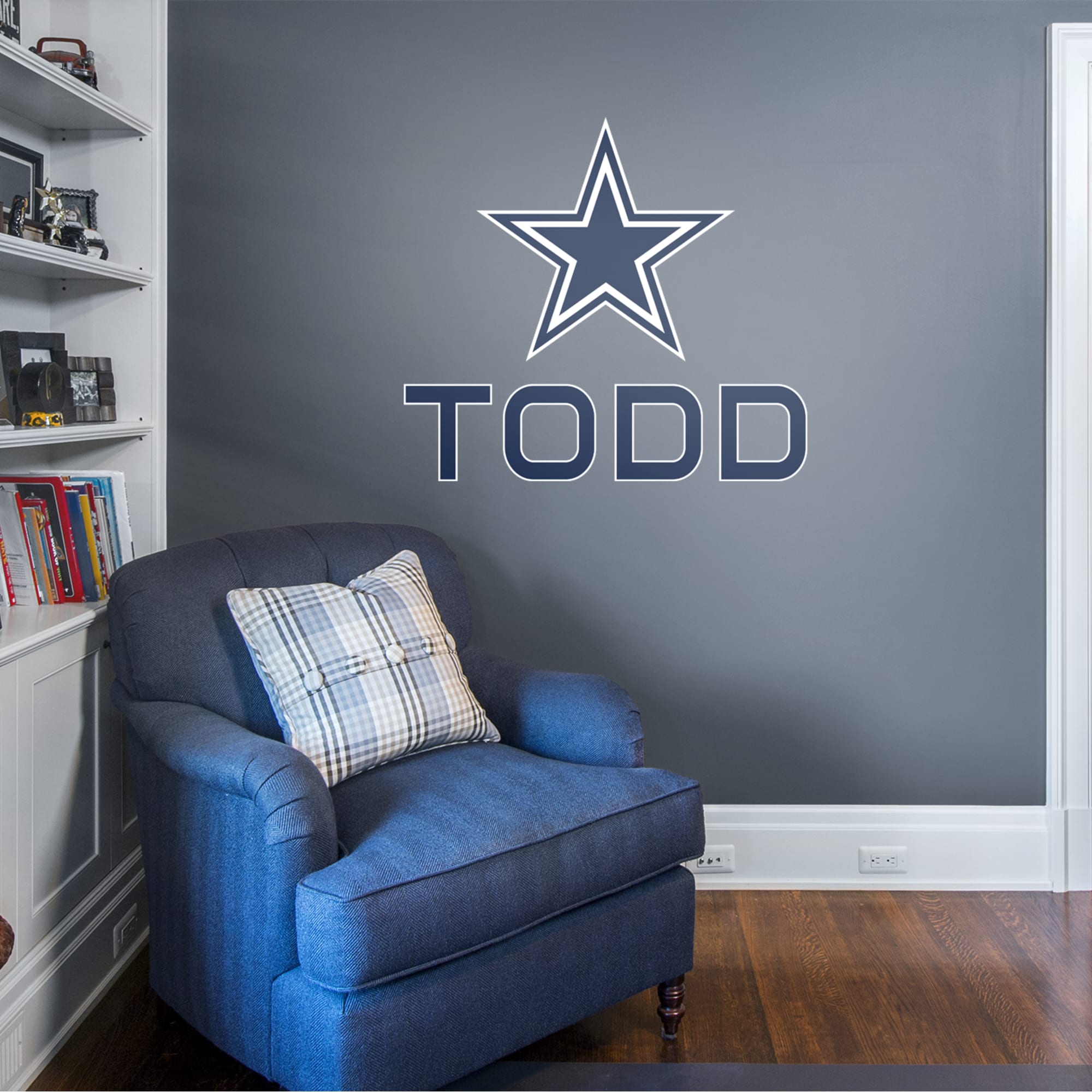 Dallas Cowboys: Stacked Personalized Name - Officially Licensed NFL Transfer Decal in Navy (52"W x 39.5"H) by Fathead | Vinyl