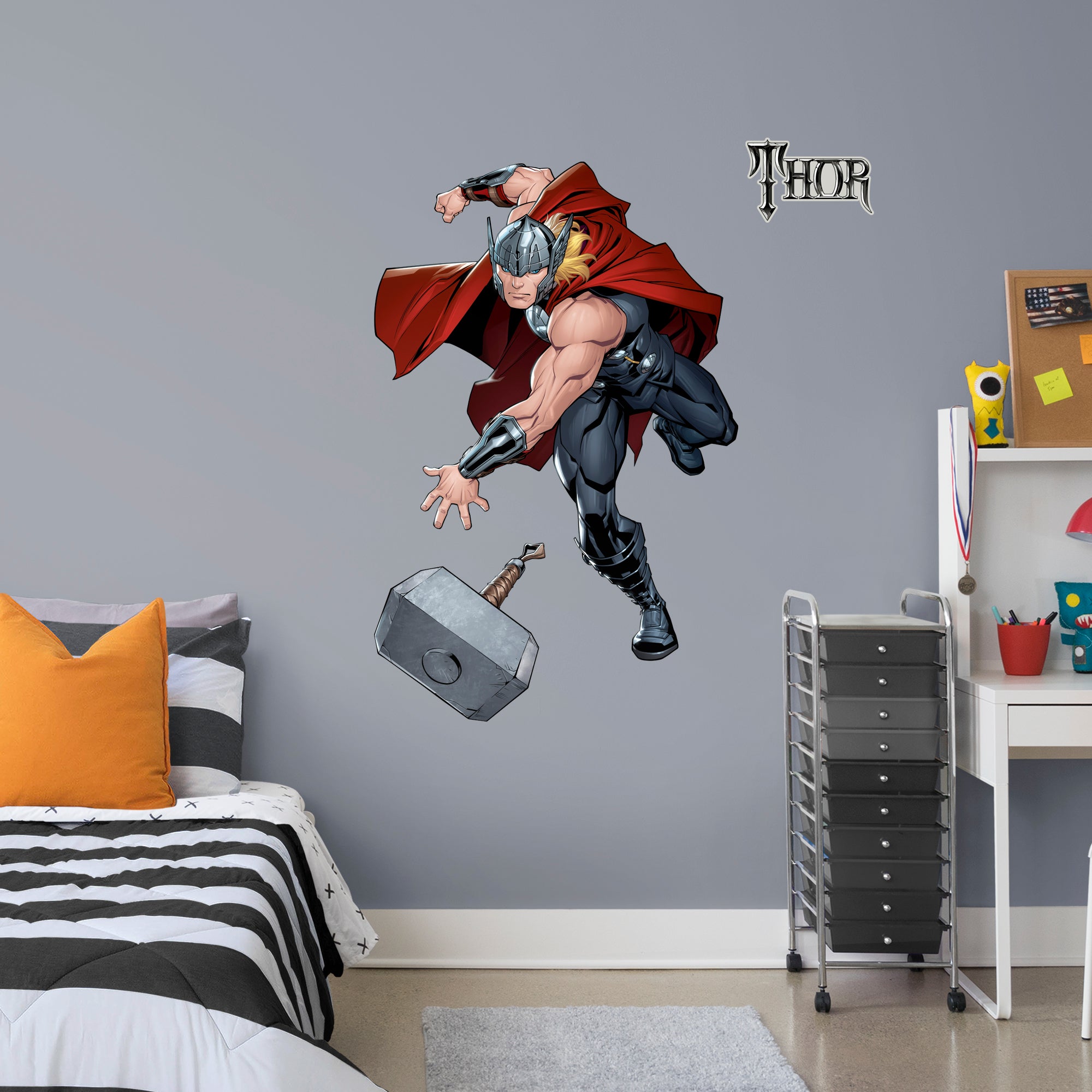 Thor: Avengers Core - Officially Licensed Removable Wall Decal Giant Character + 2 Decals (33"W x 51"H) by Fathead | Vinyl