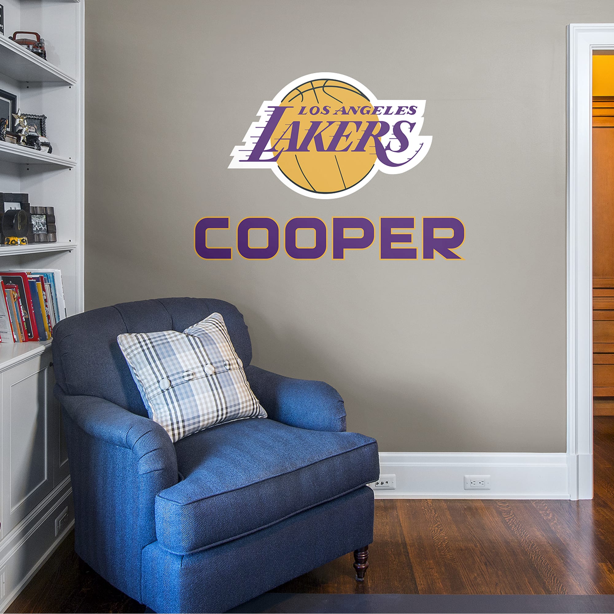 Los Angeles Lakers: Stacked Personalized Name - Officially Licensed NBA Transfer Decal in Purple (52"W x 39.5"H) by Fathead | Vi