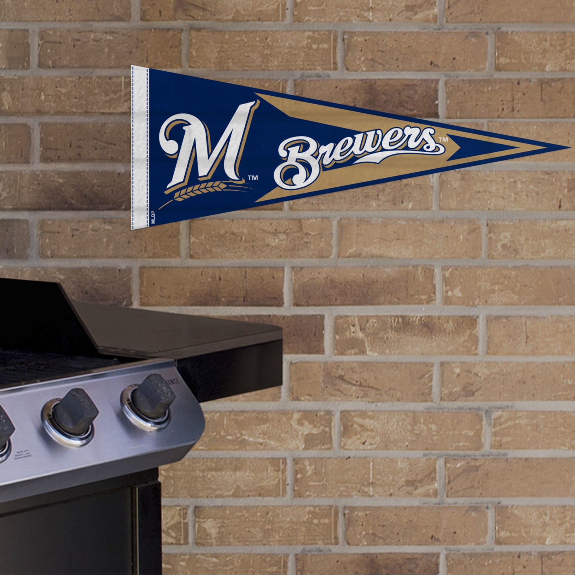 Milwaukee Brewers: Pennant - Officially Licensed MLB Outdoor Graphic 24.0"W x 9.0"H by Fathead | Wood/Aluminum