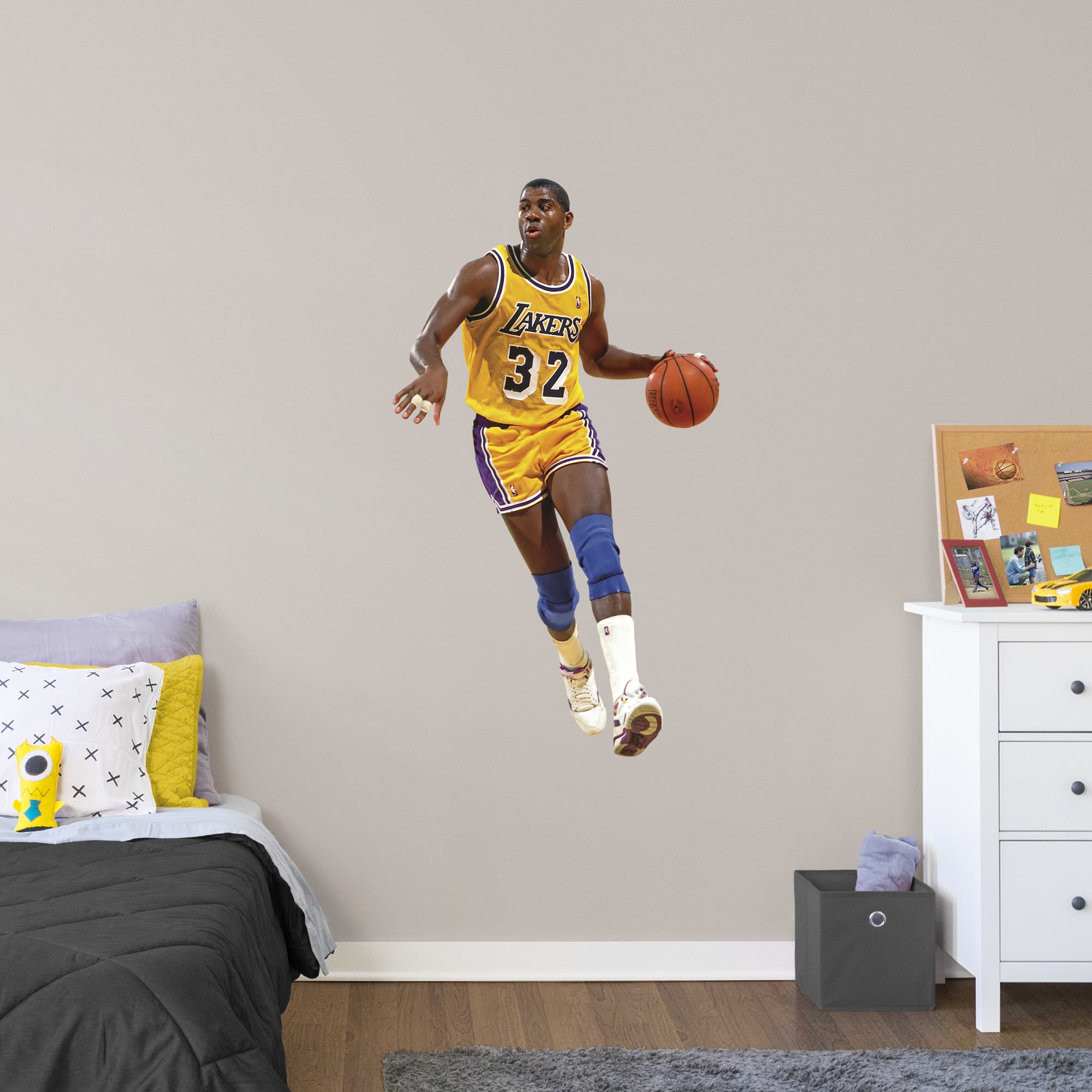 Magic Johnson for Los Angeles Lakers - Officially Licensed NBA Removable Wall Decal Giant Athlete + 2 Decals (29"W x 51"H) by Fa