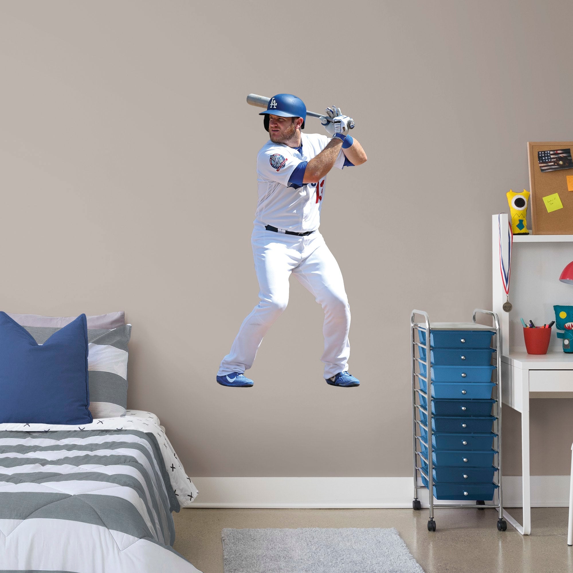 Max Muncy for Los Angeles Dodgers - Officially Licensed MLB Removable Wall Decal Giant Athlete + 2 Decals (26"W x 51"H) by Fathe