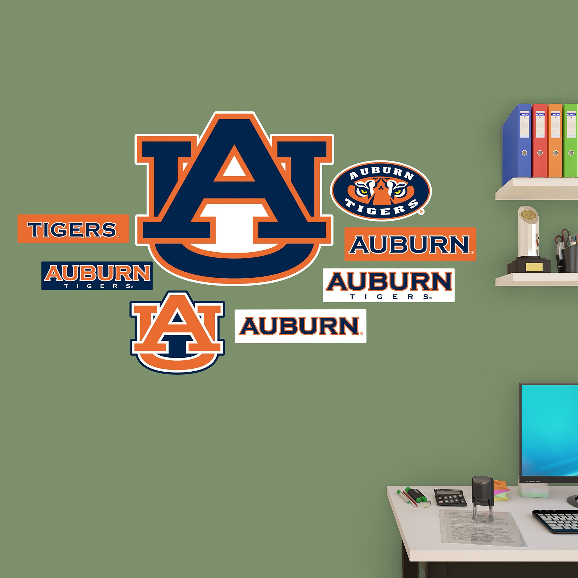 Auburn Tigers: Logo Assortment - Officially Licensed Removable Wall Decals 75"W x 39.5"H by Fathead | Vinyl