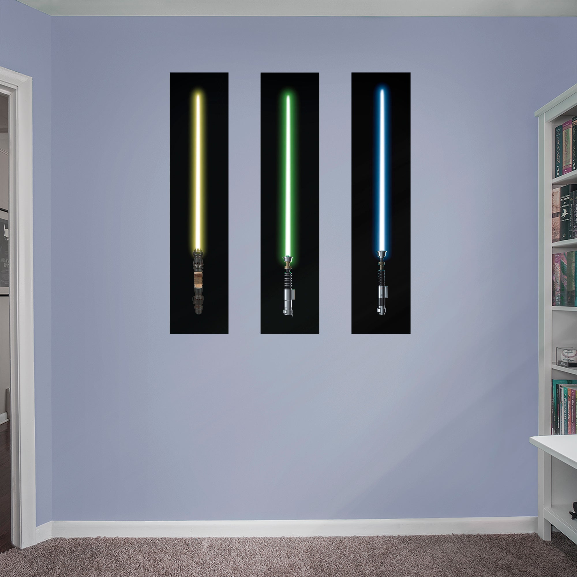 Jedi Lightsaber Mural Collection - Officially Licensed Star Wars Removable Wall Decal Collection (51"W x 12"H) by Fathead | Viny