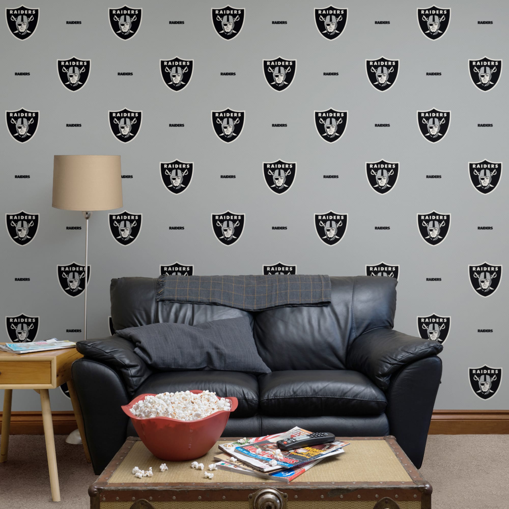 Las Vegas Raiders: Line Pattern - Officially Licensed NFL Removable Wallpaper 12" x 12" Sample by Fathead