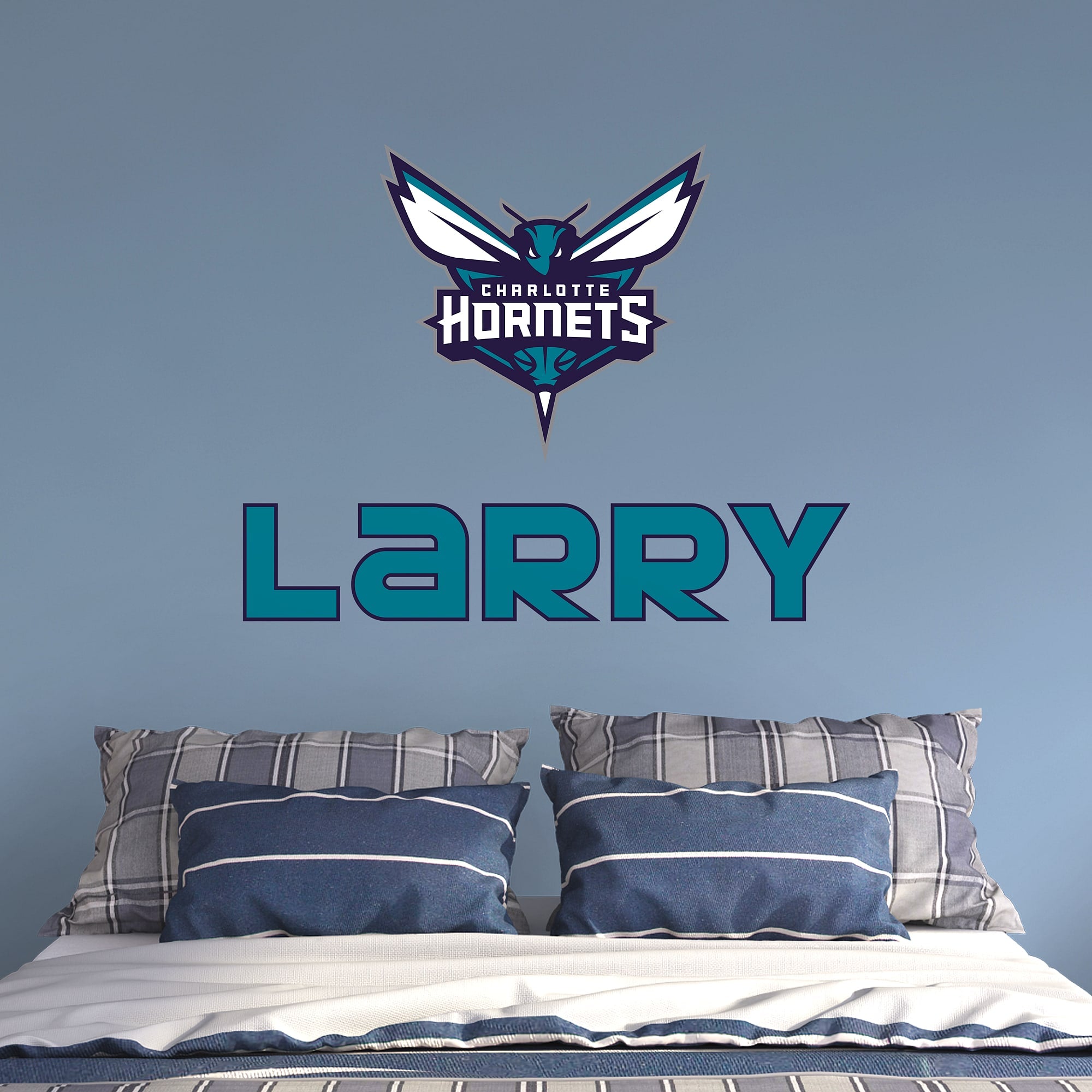 Charlotte Hornets: Stacked Personalized Name - Officially Licensed NBA Transfer Decal in Teal (52"W x 39.5"H) by Fathead | Vinyl