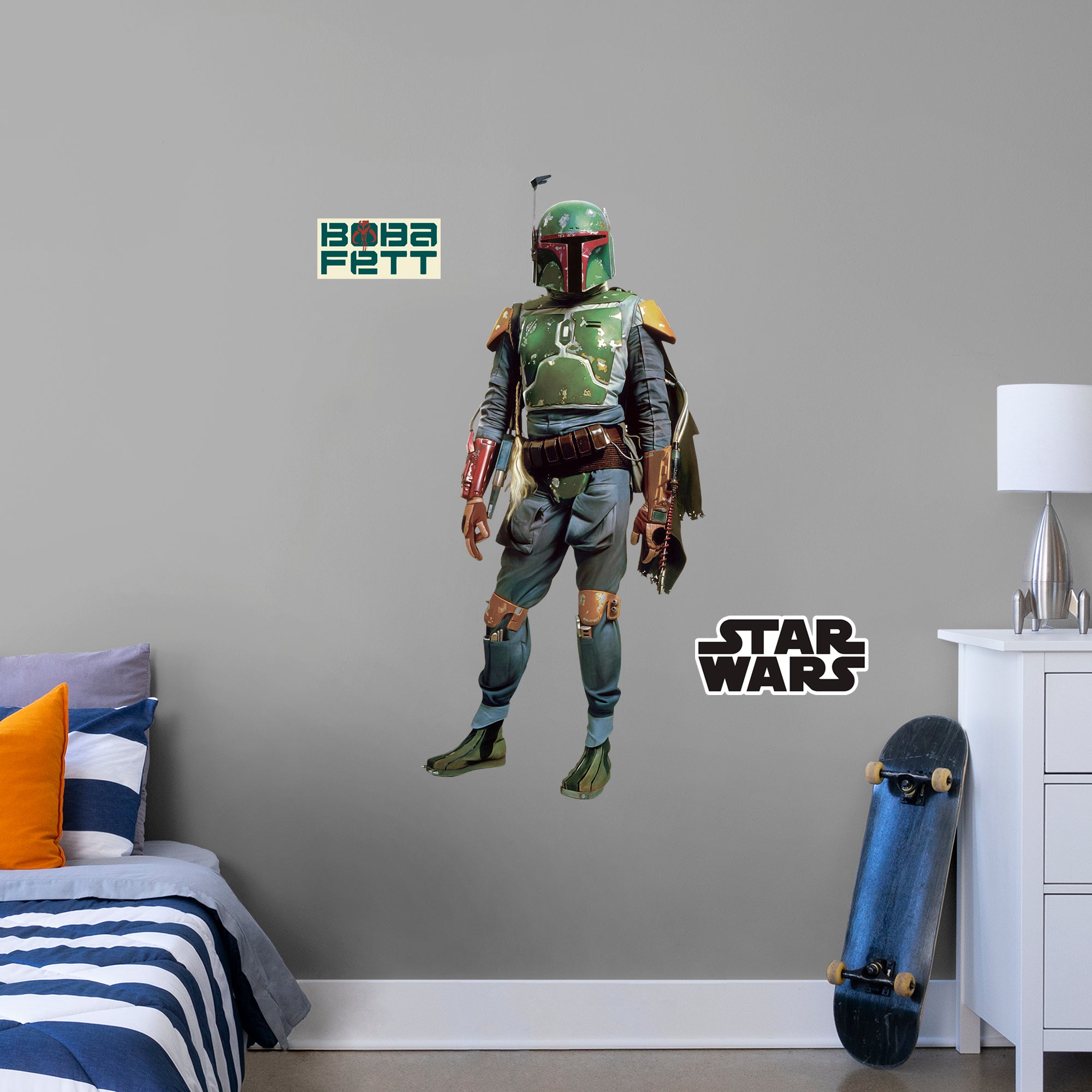 Boba Fett 2020 - Officially Licensed Star Wars Removable Wall Decal Giant Character + 2 Decals (51"W x24"H) by Fathead | Vinyl