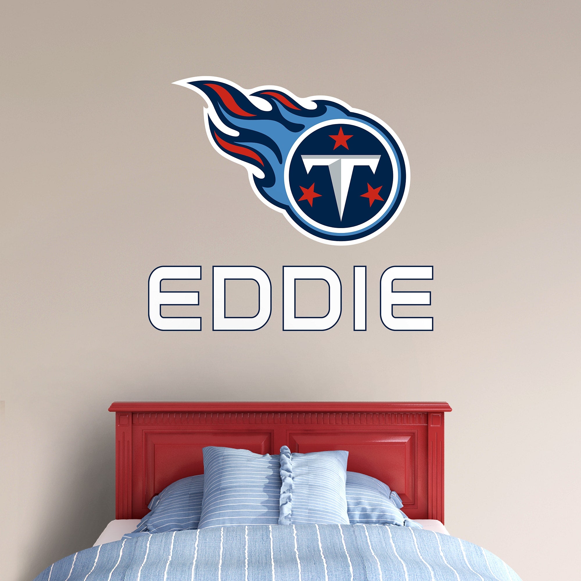 Tennessee Titans: Stacked Personalized Name - Officially Licensed NFL Transfer Decal in White (52"W x 39.5"H) by Fathead | Vinyl