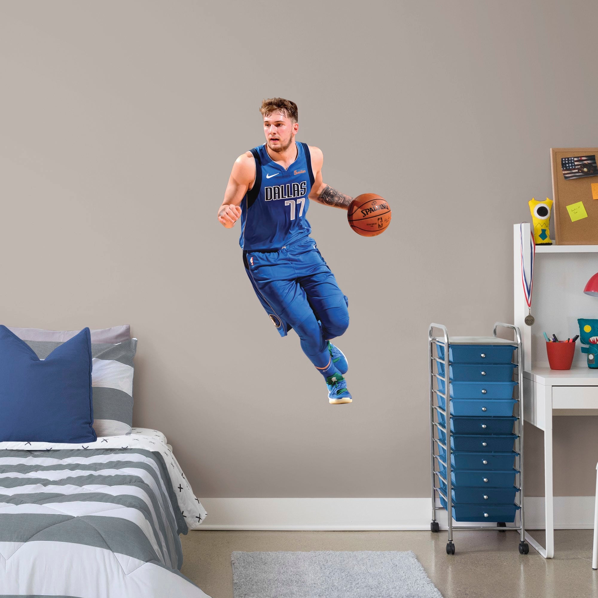 Luka Doncic for Dallas Mavericks - Officially Licensed NBA Removable Wall Decal Giant Athlete + 2 Decals (29"W x 51"H) by Fathea