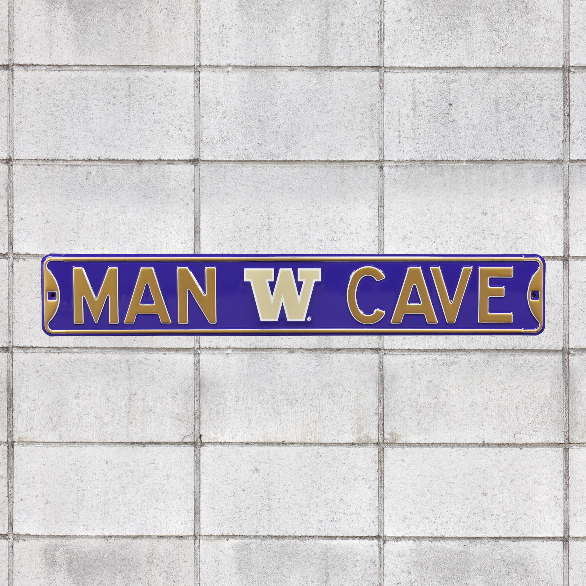 Washington Huskies: Man Cave - Officially Licensed Metal Street Sign 36.0"W x 6.0"H by Fathead | 100% Steel