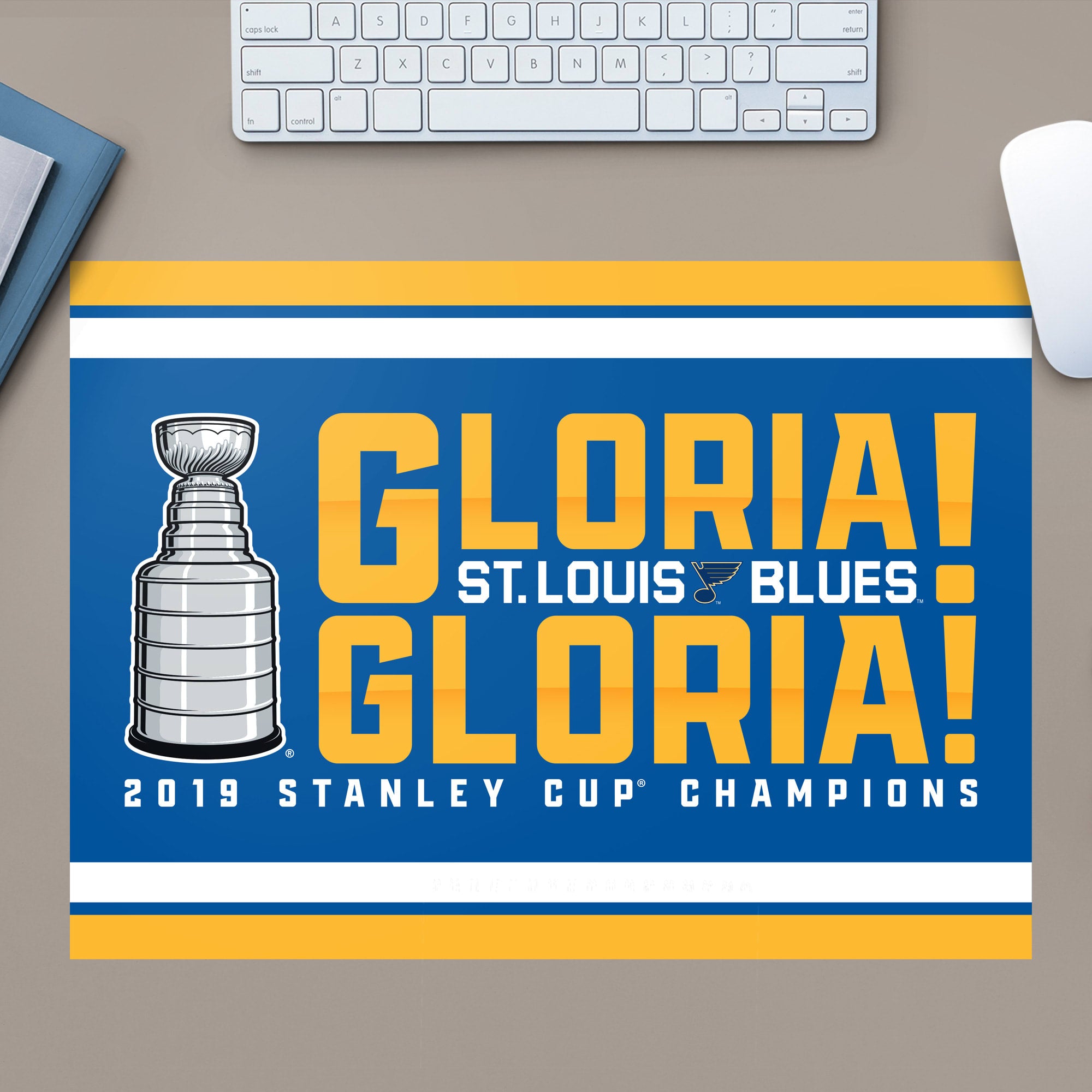 St. Louis Blues: Gloria 2019 Stanley Cup Champions Logo - Officially Licensed NHL Removable Wall Decal 16.0"W x 11.5"H by Fath