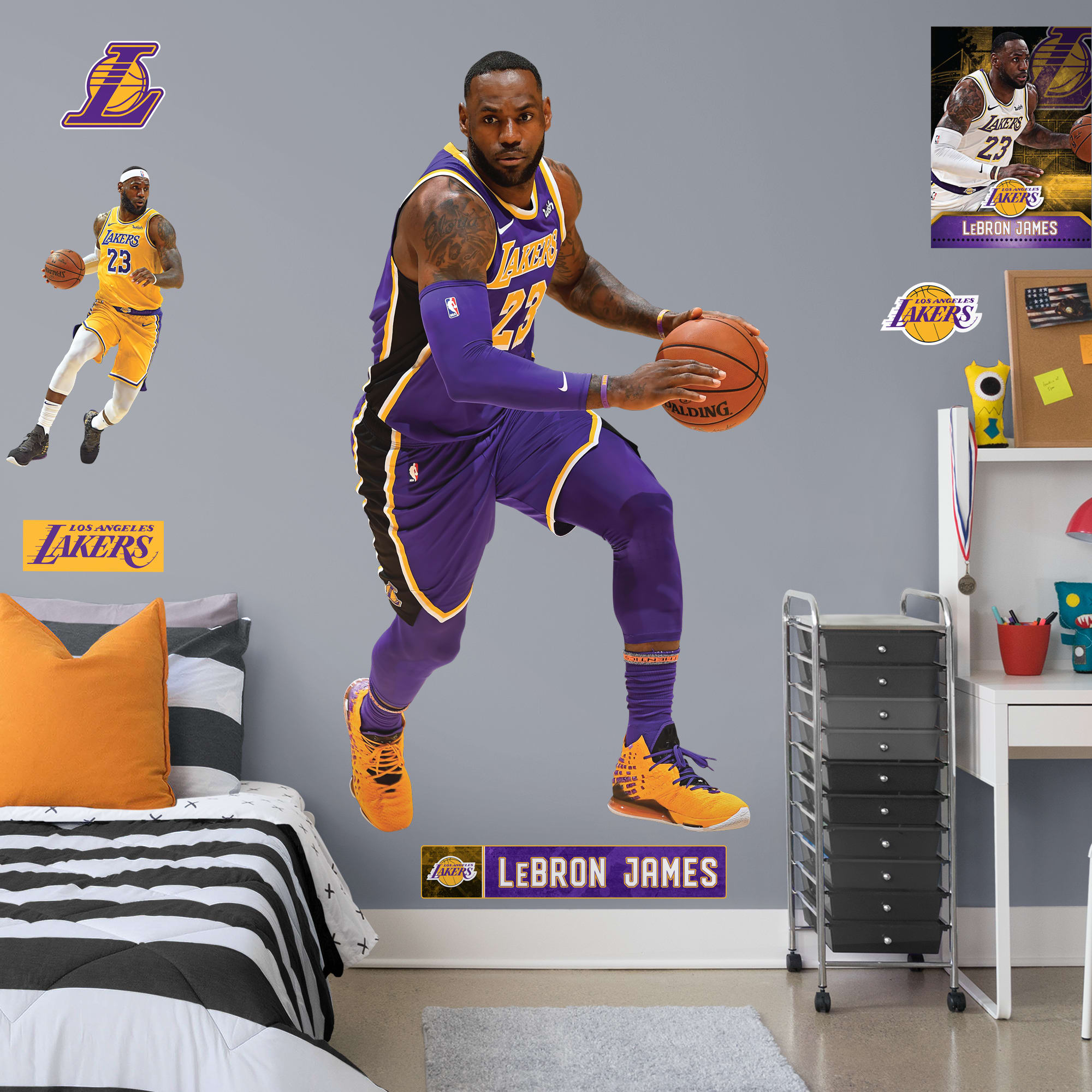 LeBron James for Los Angeles Lakers: Statement Jersey - Officially Licensed NBA Removable Wall Decal Life-Size Athlete + 8 Decal