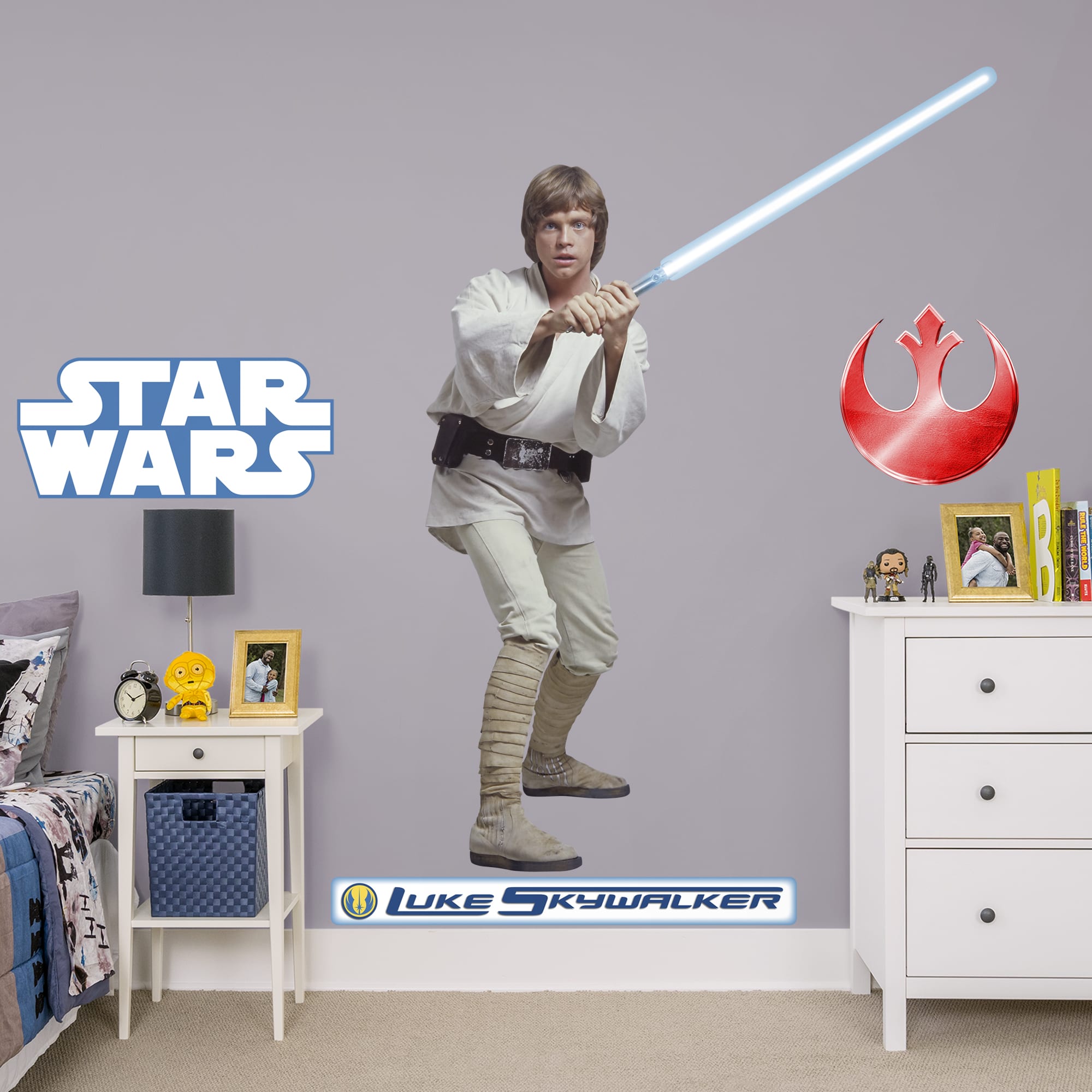 Luke Skywalker - Officially Licensed Removable Wall Decal Life-Size Character + 3 Decals (55"W x 78"H) by Fathead | Vinyl
