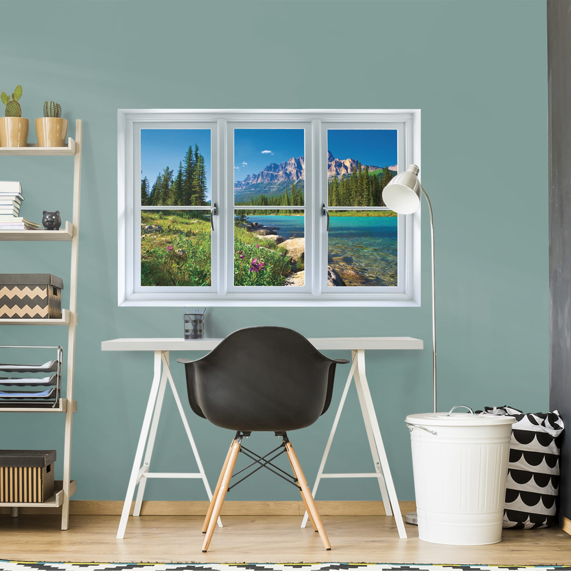 Instant Window: Banff Mountains in Bloom - Removable Wall Graphic 51.0"W x 34.0"H by Fathead | Vinyl