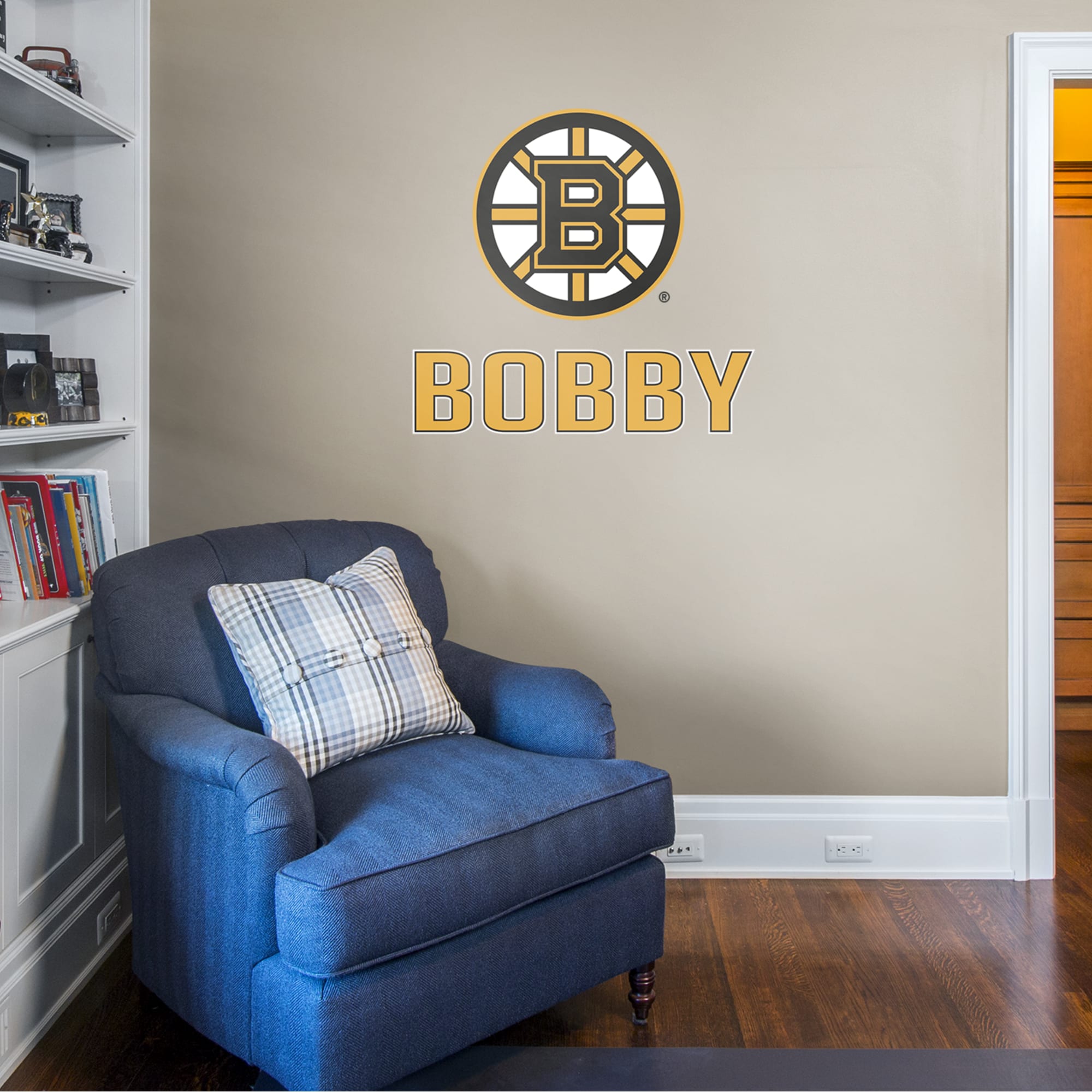 Boston Bruins: Stacked Personalized Name - Officially Licensed NHL Transfer Decal in Yellow by Fathead | Vinyl