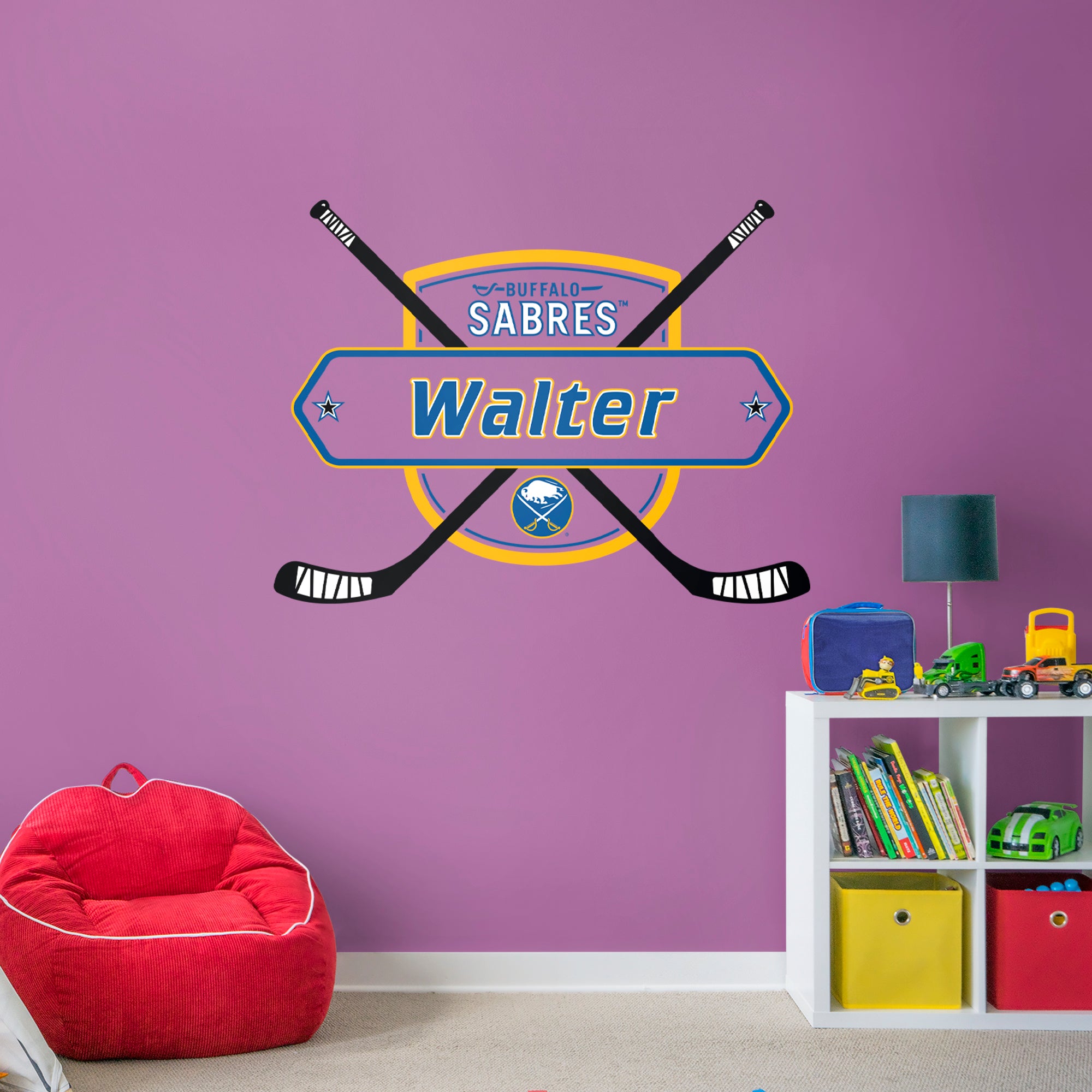 Buffalo Sabres 2020 Sticks Personalized Name PREMASK Officially Licensed NHL Removable Wall Decal Life Size Decal by Fathead | V