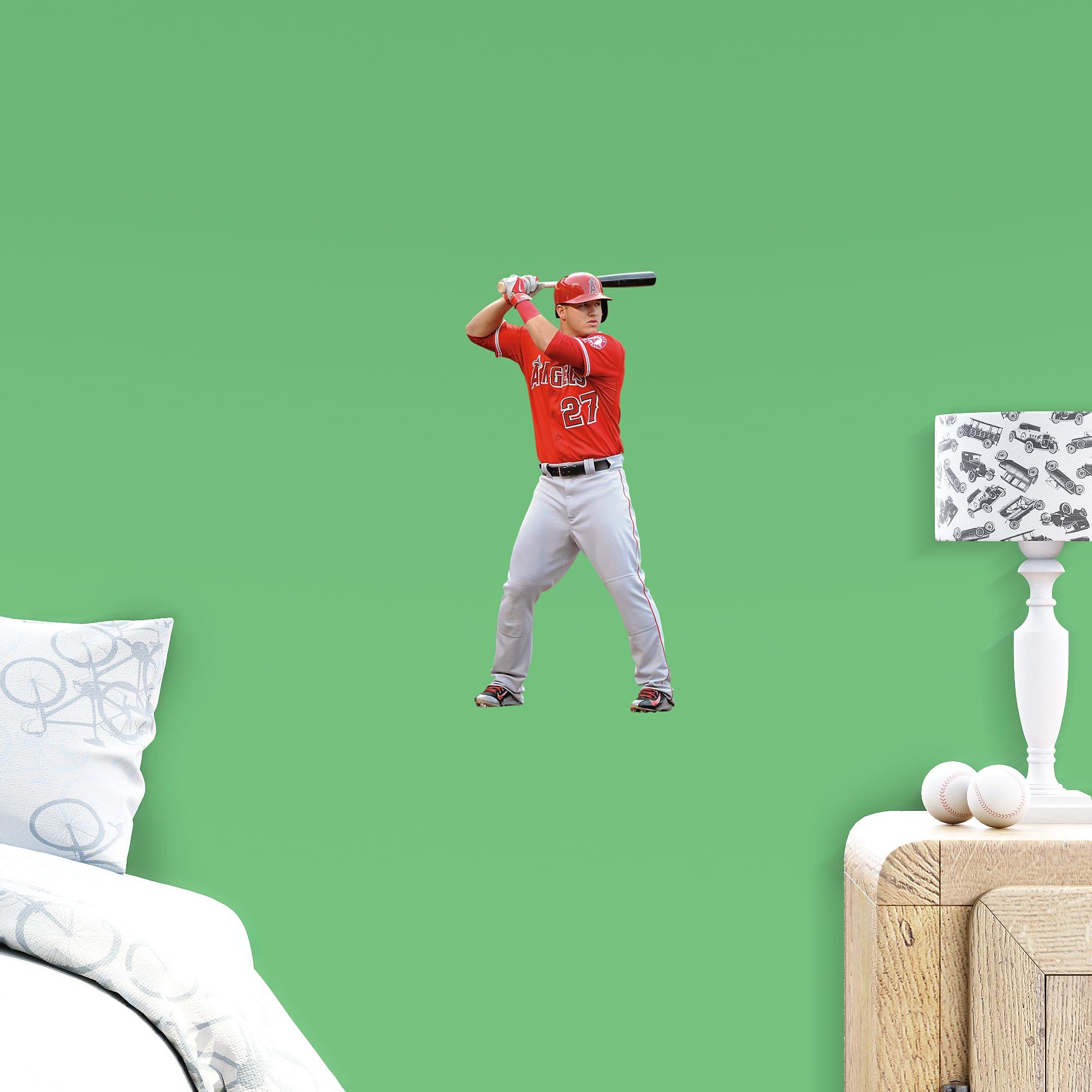 Mike Trout for LA Angels: Away - Officially Licensed MLB Removable Wall Decal 8.0"W x 17.0"H by Fathead | Vinyl