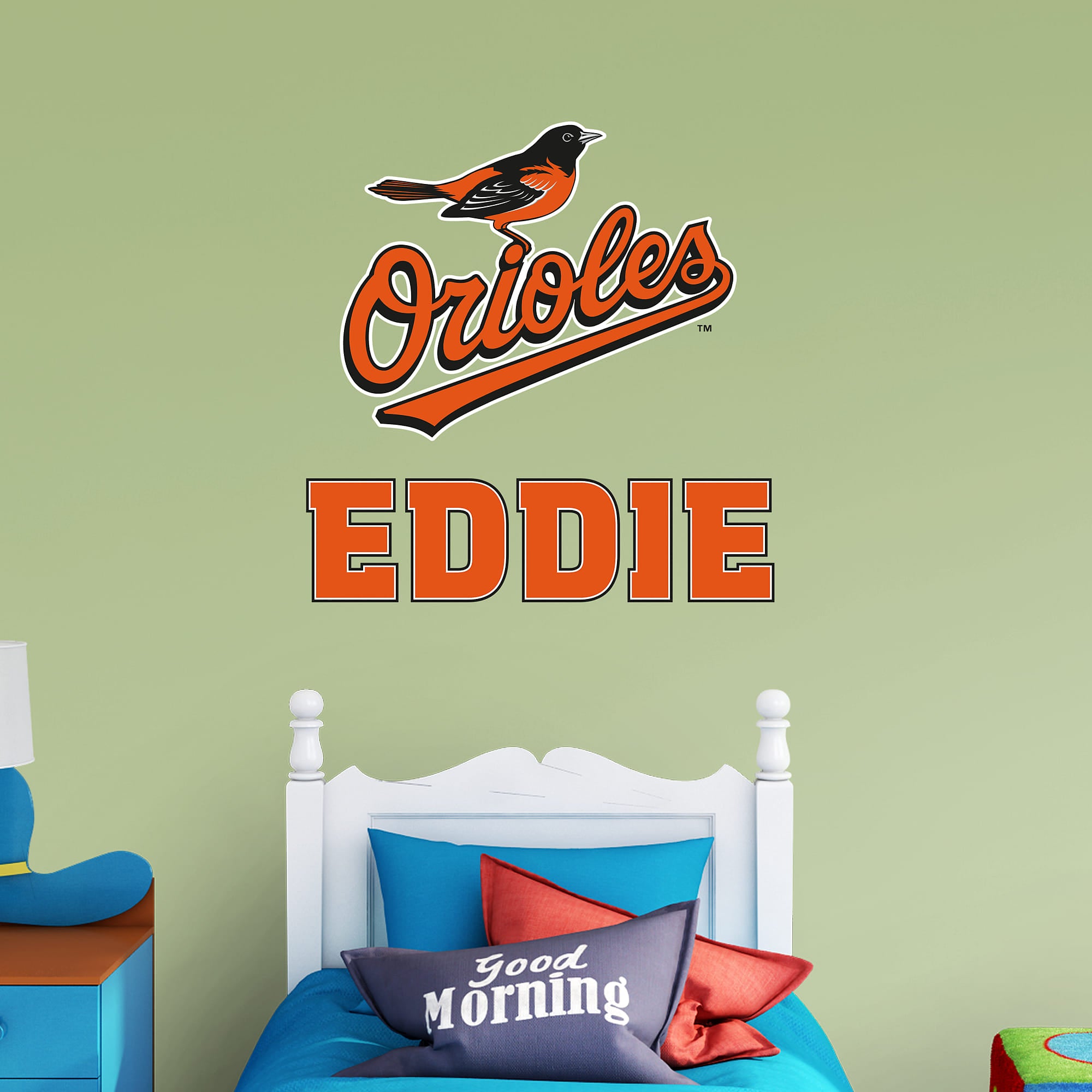 Baltimore Orioles: Stacked Personalized Name - Officially Licensed MLB Transfer Decal in Orange (52"W x 39.5"H) by Fathead | Vin