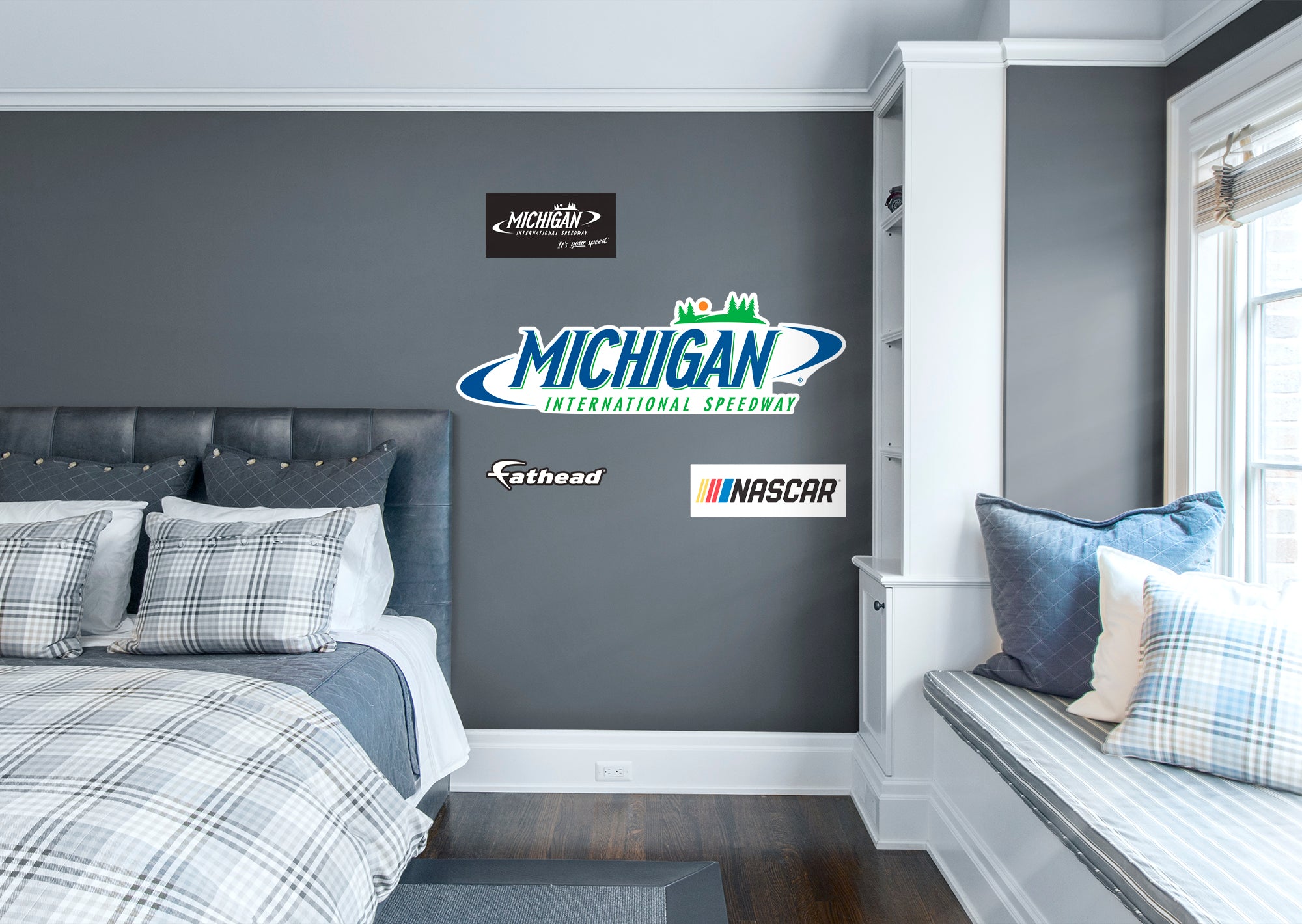 Michigan International Speedway 2021 Logo - Officially Licensed NASCAR Removable Wall Decal Giant Logo + 3 Decals (51"W x16"H) b