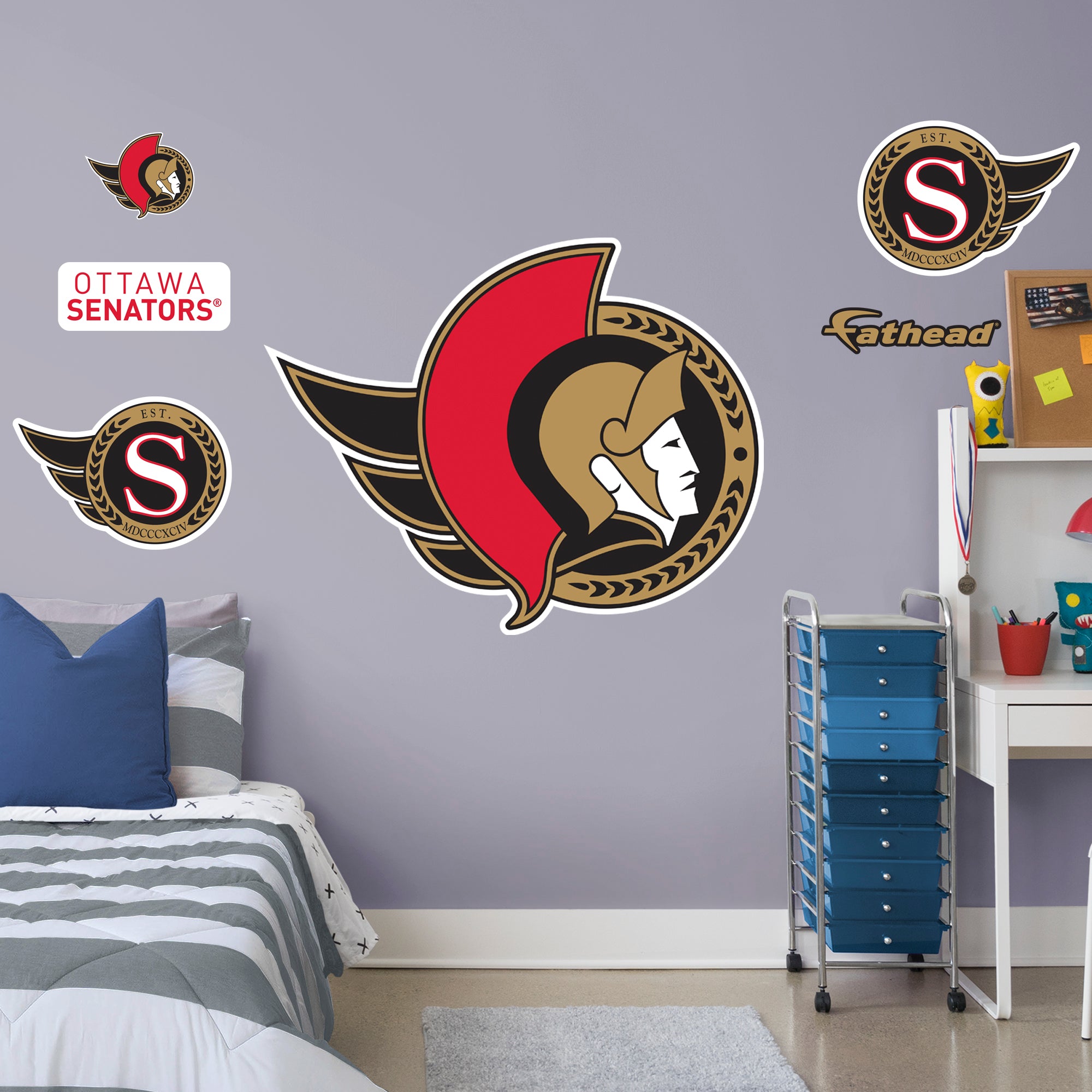 Ottawa Senators 2020 RealBig Logo - Officially Licensed NHL Removable Wall Decal Giant Logo + 5 Decals (38.5"W x 48.5"H) by Fath