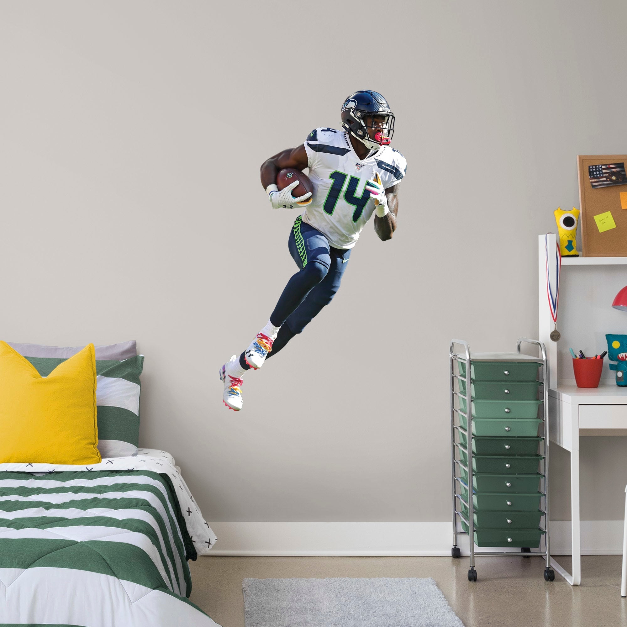 D.K. Metcalf for Seattle Seahawks - Officially Licensed NFL Removable Wall Decal Giant Athlete + 2 Decals (30"W x 51"H) by Fathe