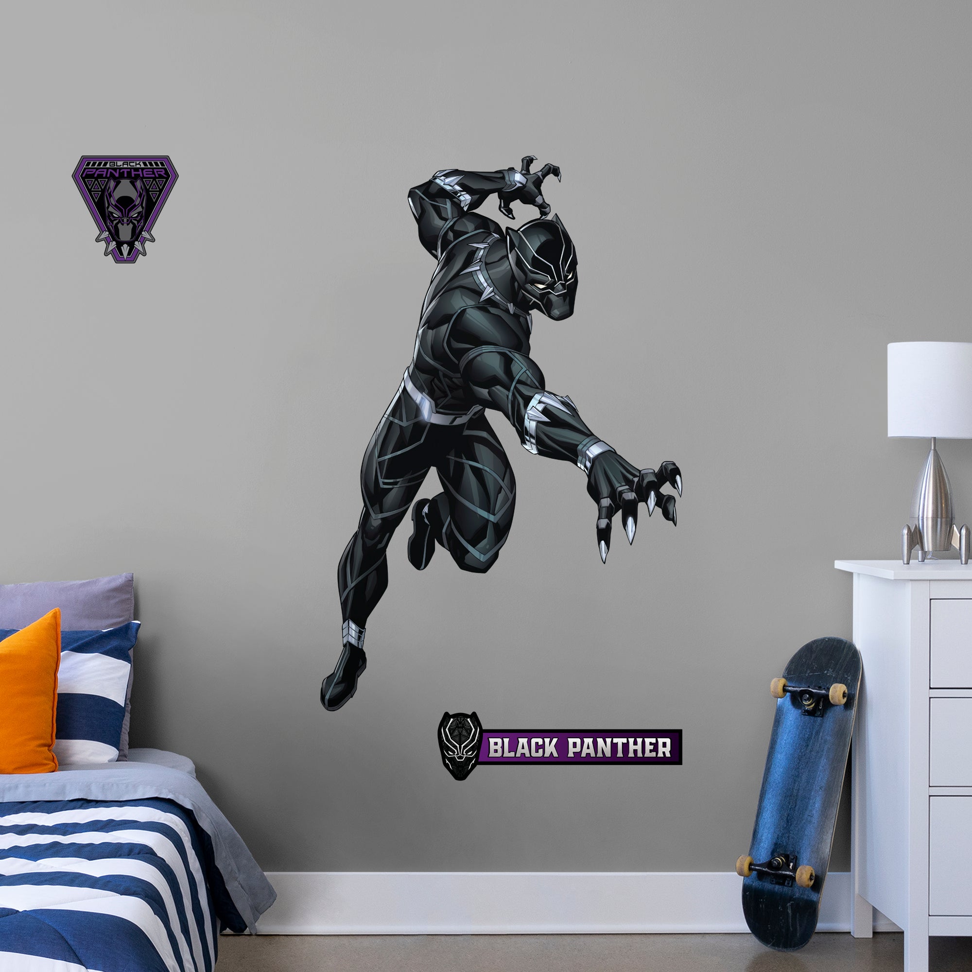 Black Panther: Avengers Core - Officially Licensed Removable Wall Decal Giant Character + 2 Decals (37.5"W x 51"H) by Fathead |
