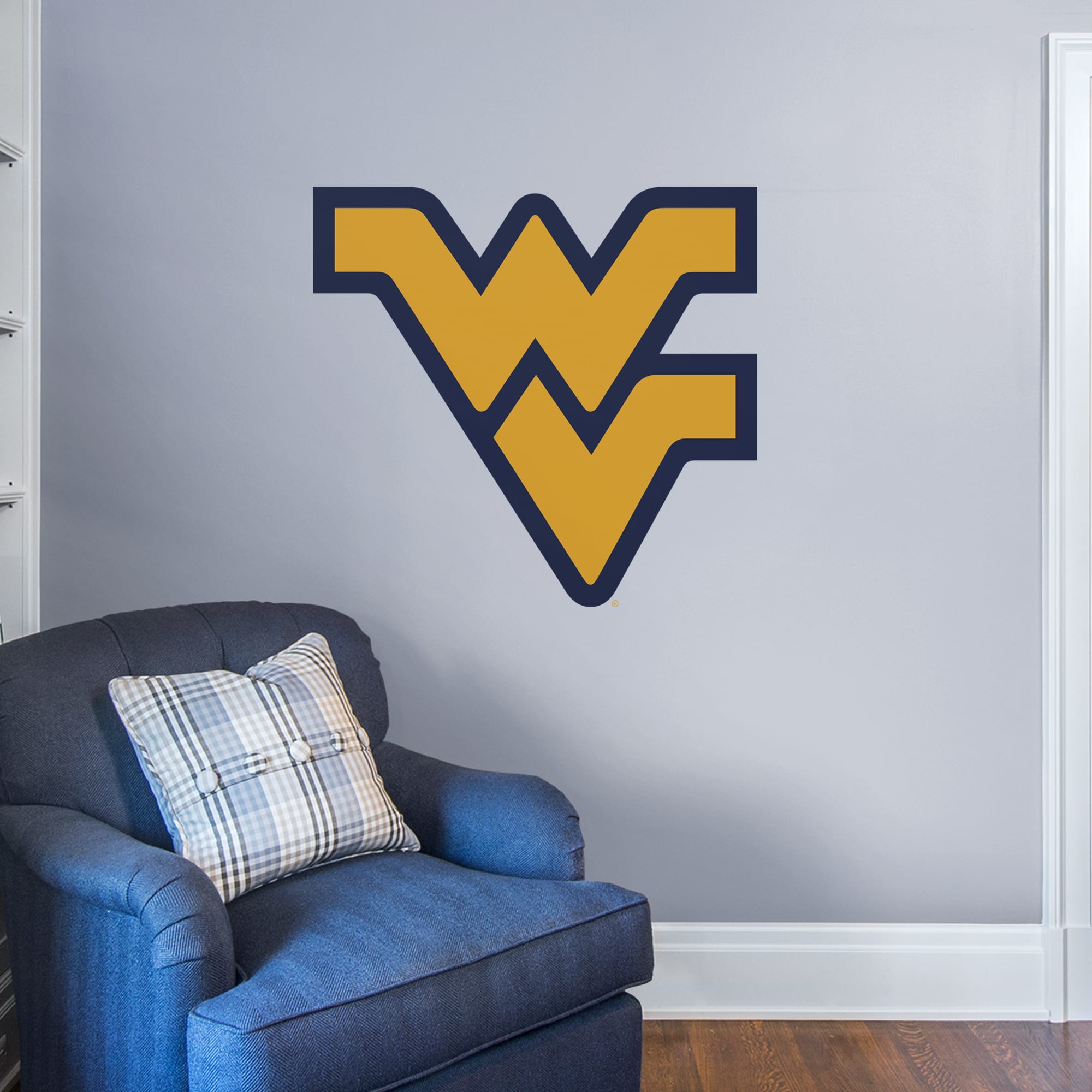 West Virginia Mountaineers: Logo - Officially Licensed Removable Wall Decal Giant Logo (41"W x 38"H) by Fathead | Vinyl