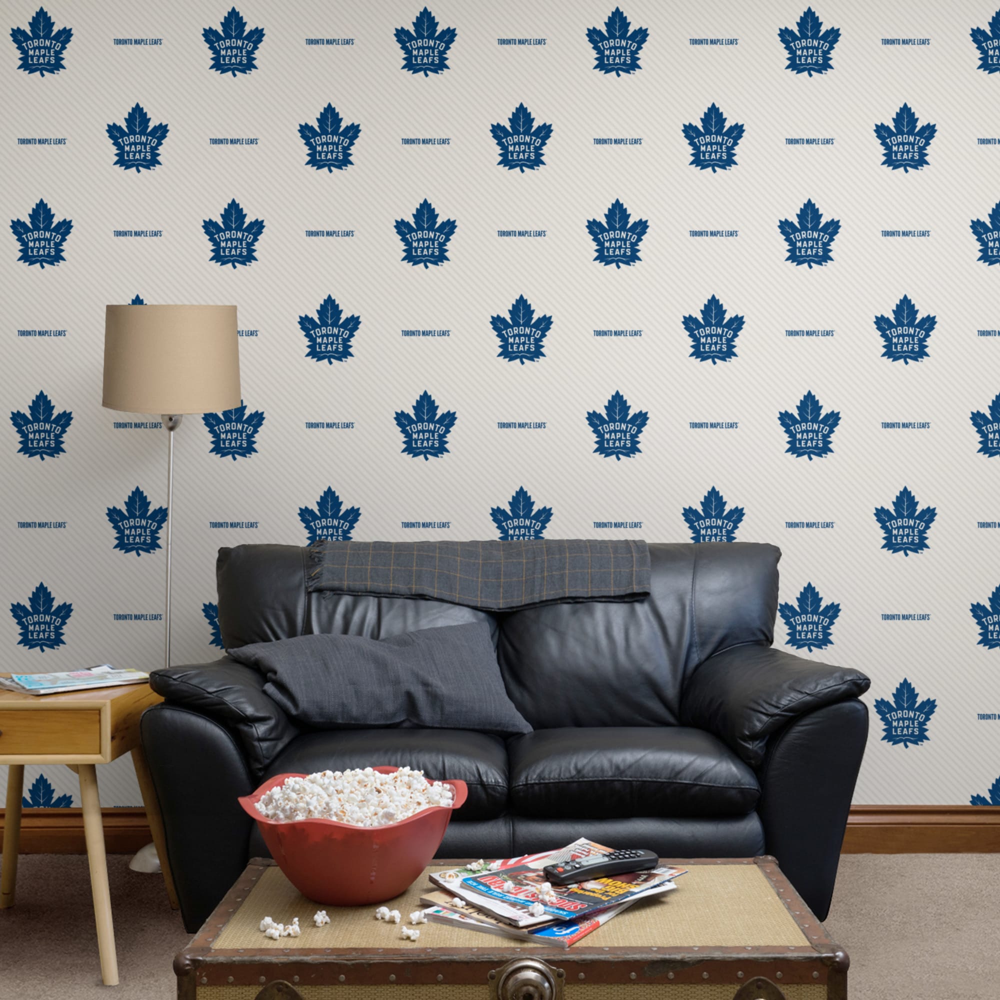 Toronto Maple Leafs: Stripes Pattern - Officially Licensed NHL Removable Wallpaper 12" x 12" Sample by Fathead