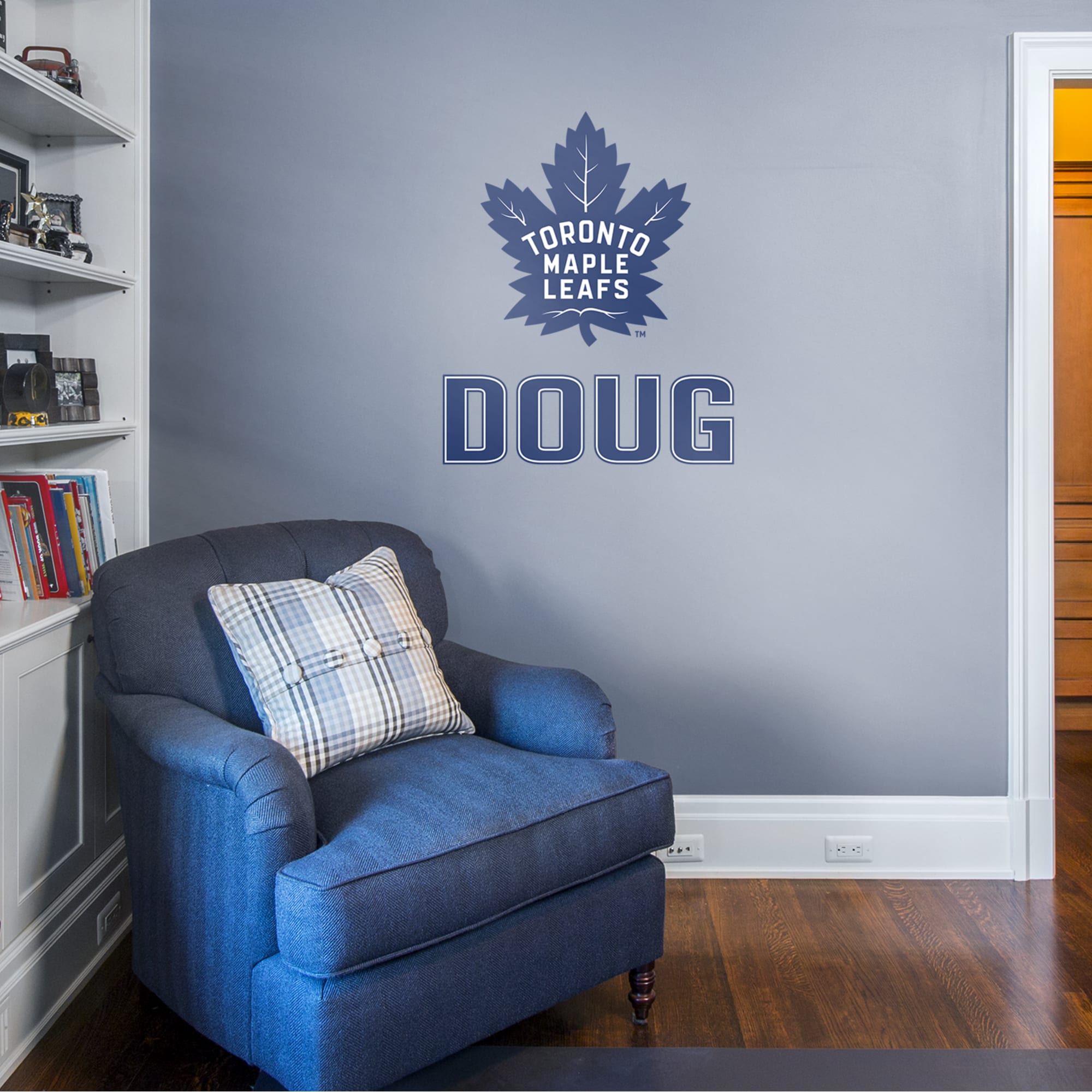 Toronto Maple Leafs: Stacked Personalized Name - Officially Licensed NHL Transfer Decal in Blue/Blue (39.5"W x 52"H) by Fathead