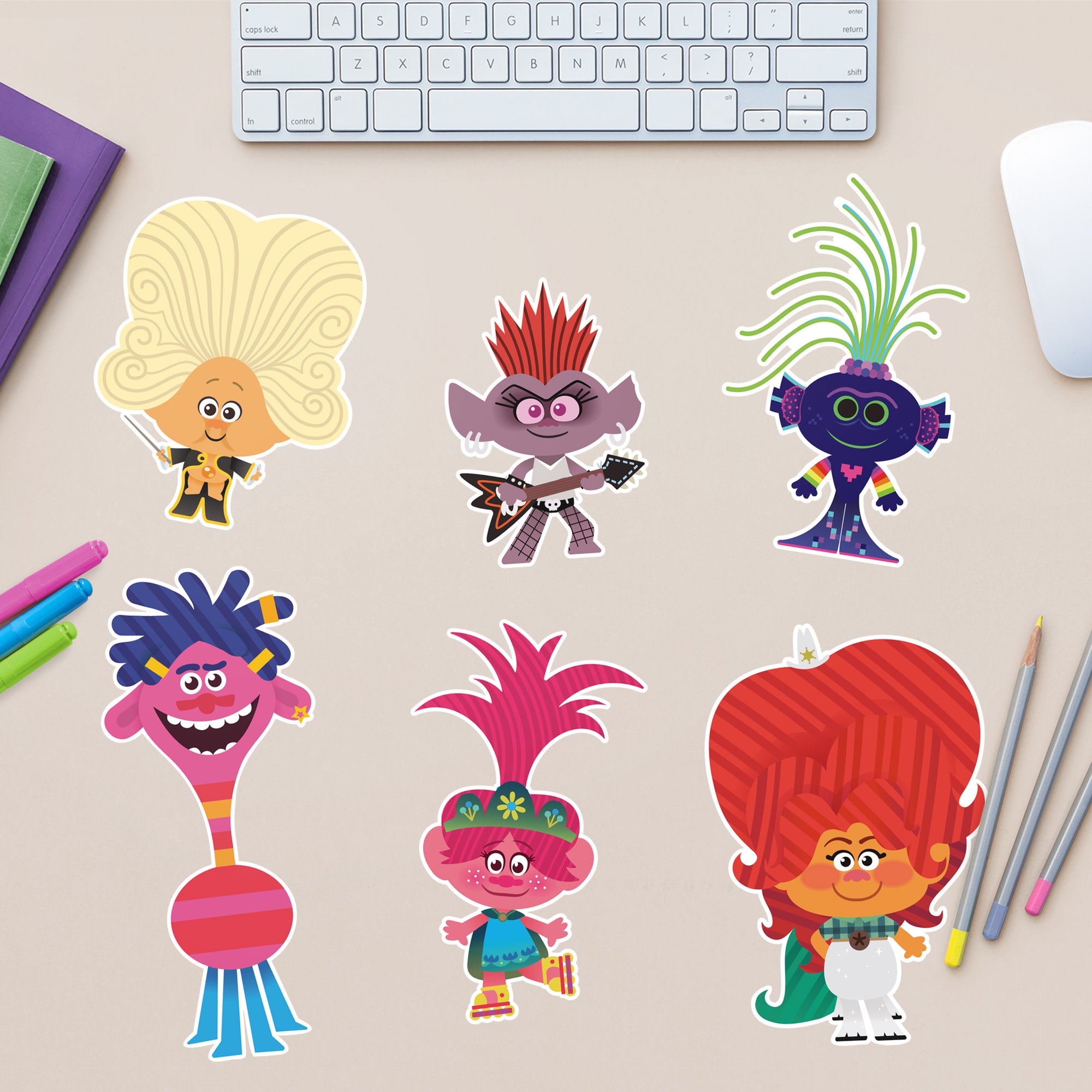 Trolls World Tour: Character Collection - Officially Licensed Removable Device Decals 12.0"W x 17.0"H by Fathead | Vinyl