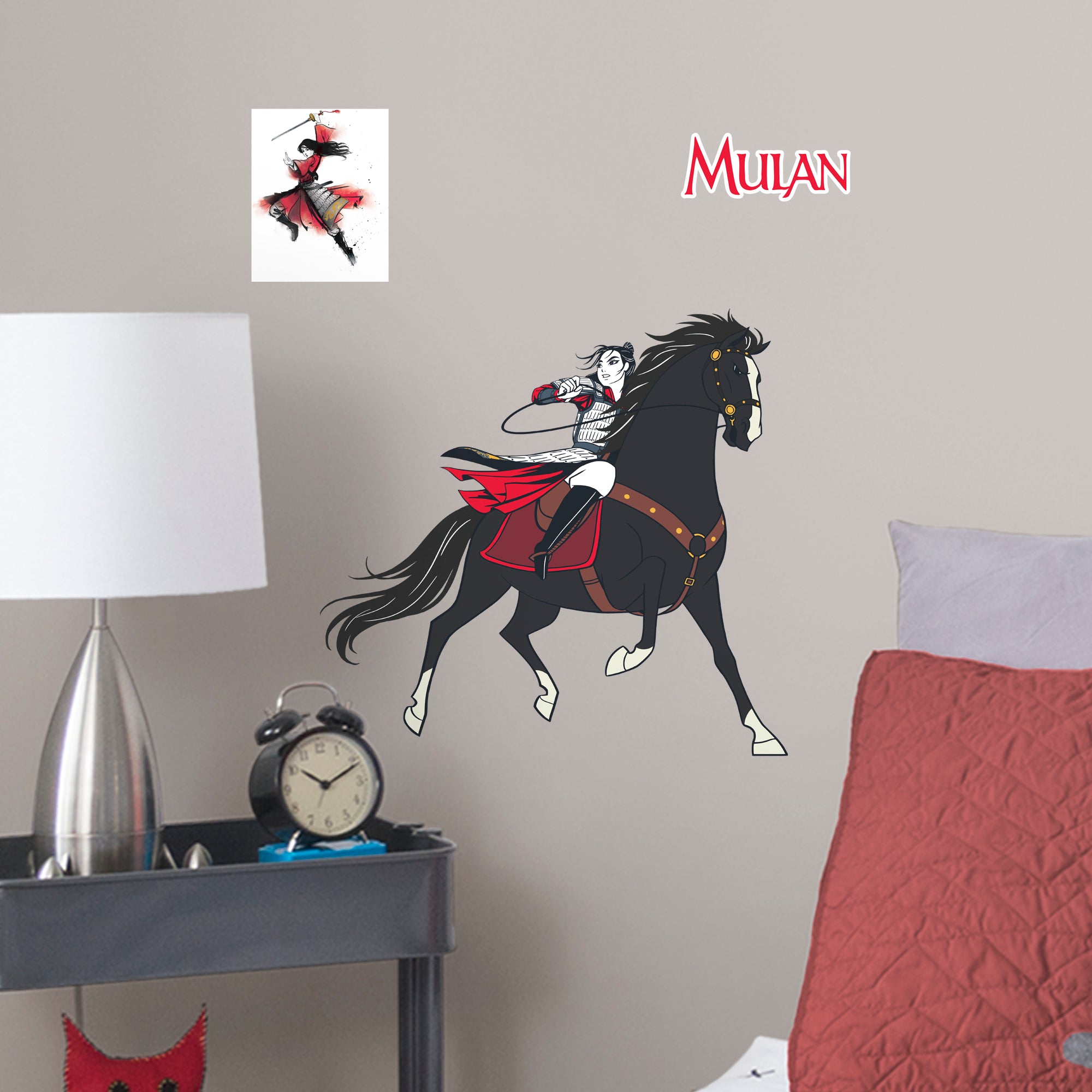 Mulan (Warrior) & Black Wind - In Action-Officially Licensed Disney Removable Wall Decal Large by Fathead | Vinyl