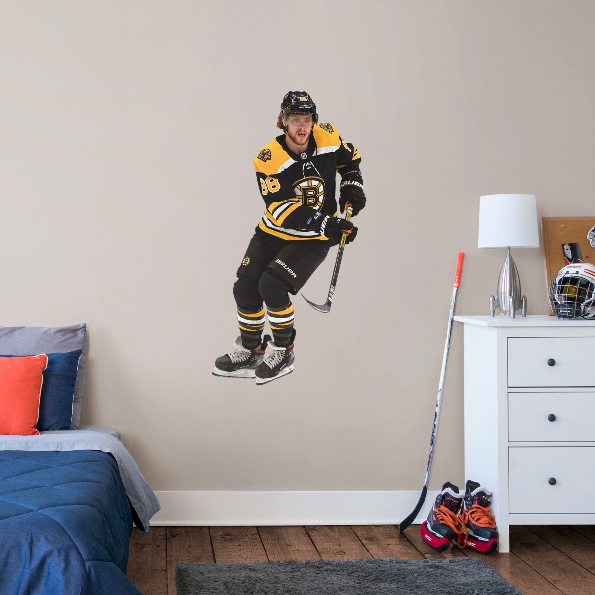 David Pastrnak for Boston Bruins - Officially Licensed NHL Removable Wall Decal Giant Athlete + 2 Decals (27"W x 51"H) by Fathea