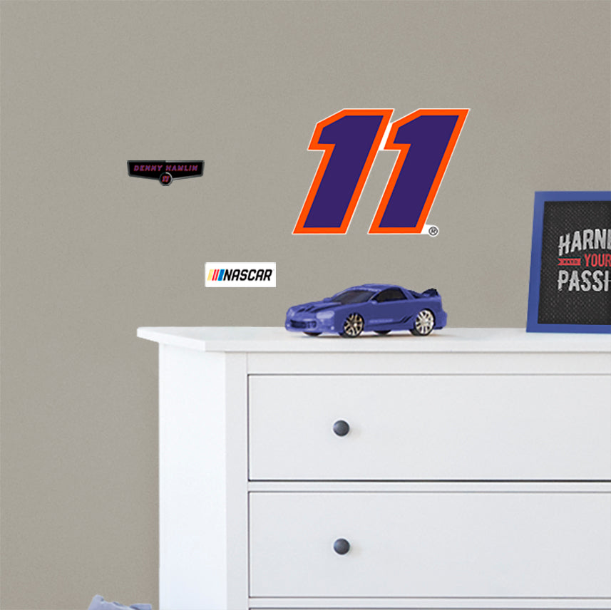 Denny Hamlin 2021 #11 Logo - Officially Licensed NASCAR Removable Wall Decal Large by Fathead | Vinyl