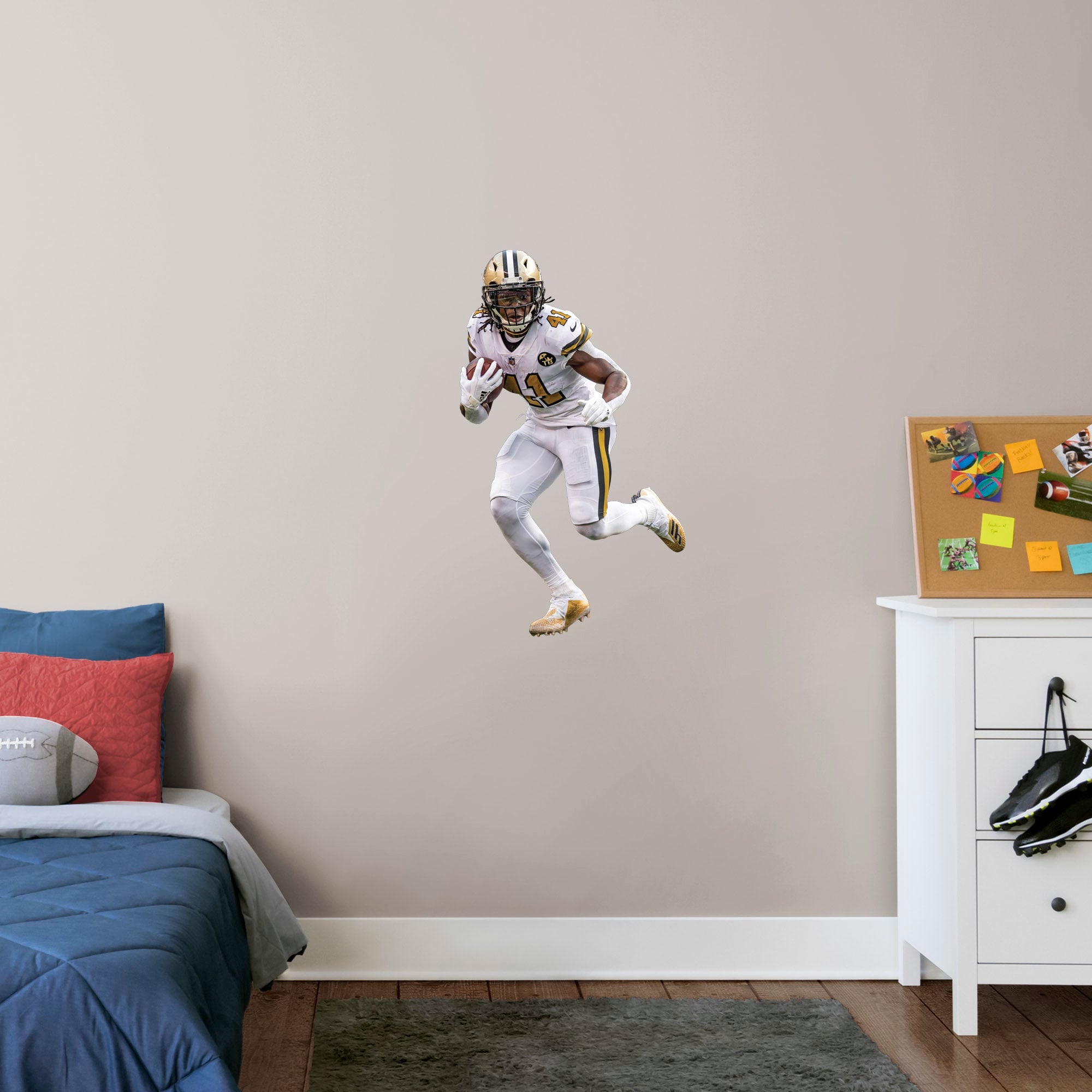 Alvin Kamara for New Orleans Saints: Color Rush - Officially Licensed NFL Removable Wall Decal XL by Fathead | Vinyl