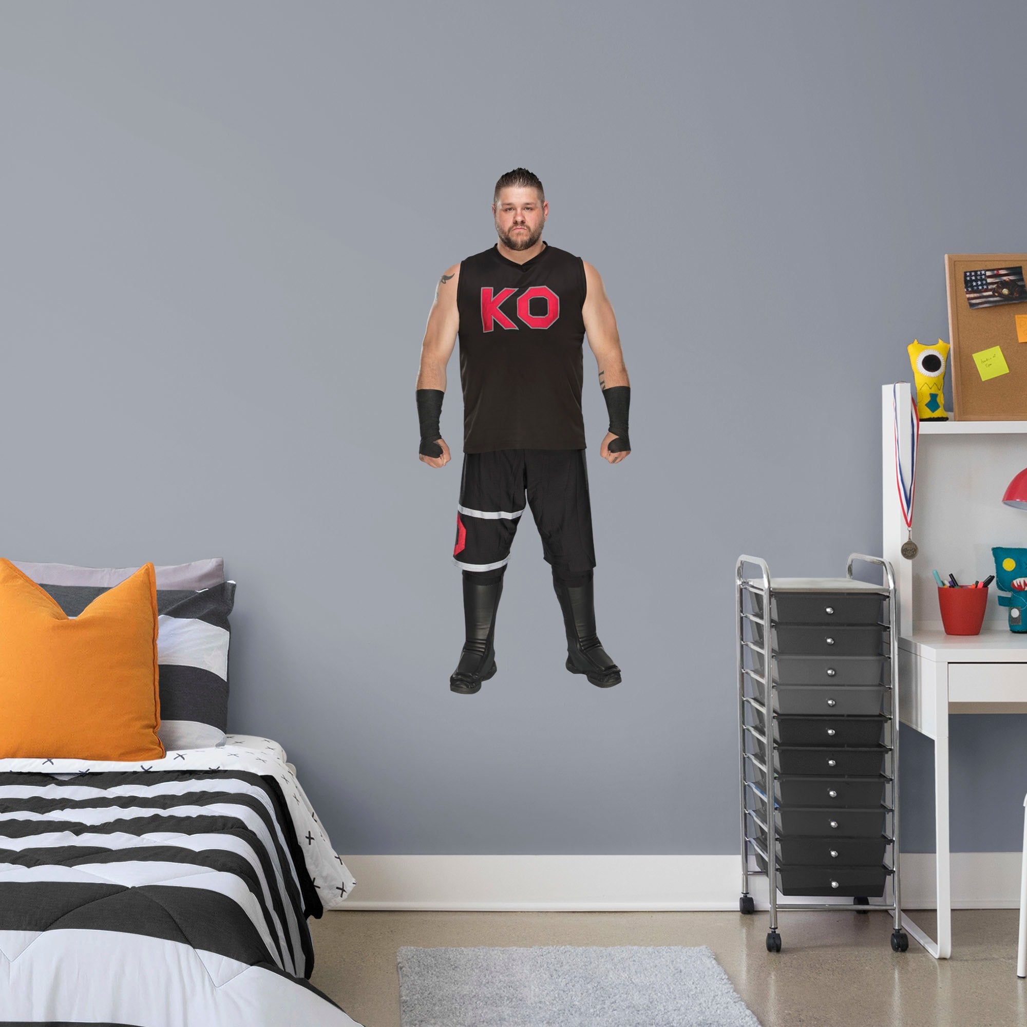 Kevin Owens for WWE - Officially Licensed Removable Wall Decal Giant Superstar + 2 Decals (21"W x 51"H) by Fathead | Vinyl