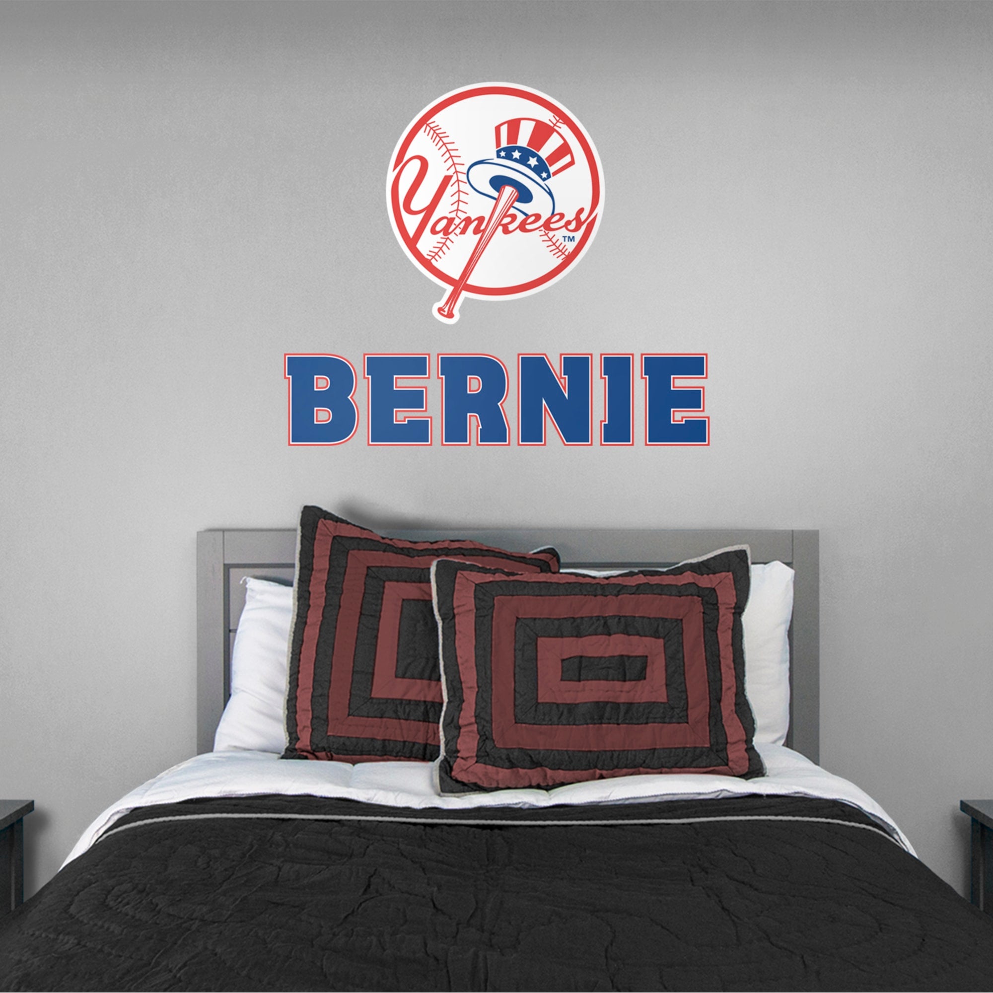 New York Yankees: Stacked Personalized Name - Officially Licensed MLB Transfer Decal in Blue (52"W x 39.5"H) by Fathead | Vinyl